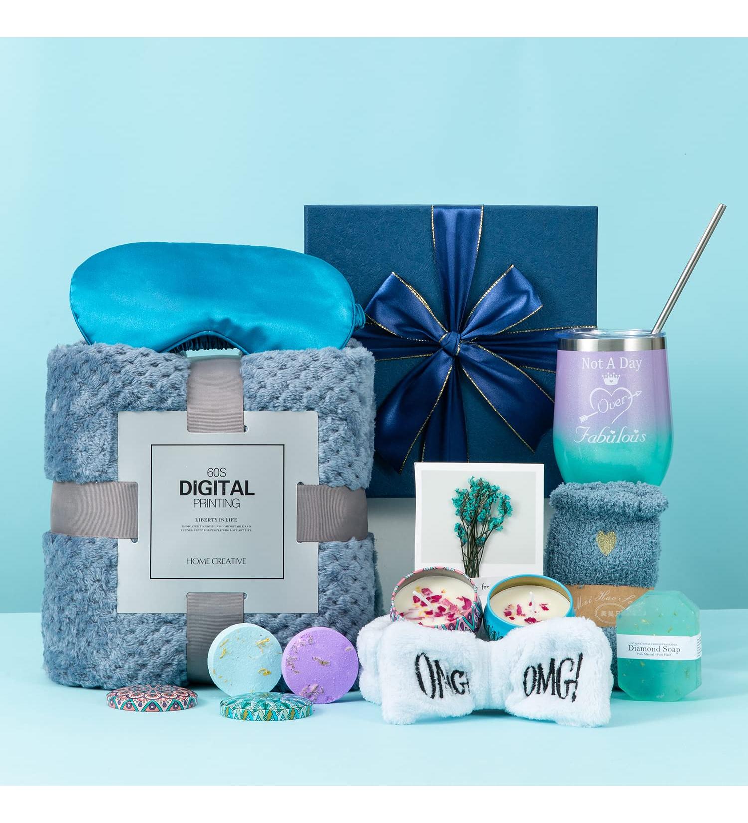 Spa Gift Set for Women | Birthday, Get Well, Thank You Care Package | Relaxing & Unique Gift Basket Idea for Mom, Wife, Sister, Friend, Daughter | Blue - Buy Online on SooperMarket.com