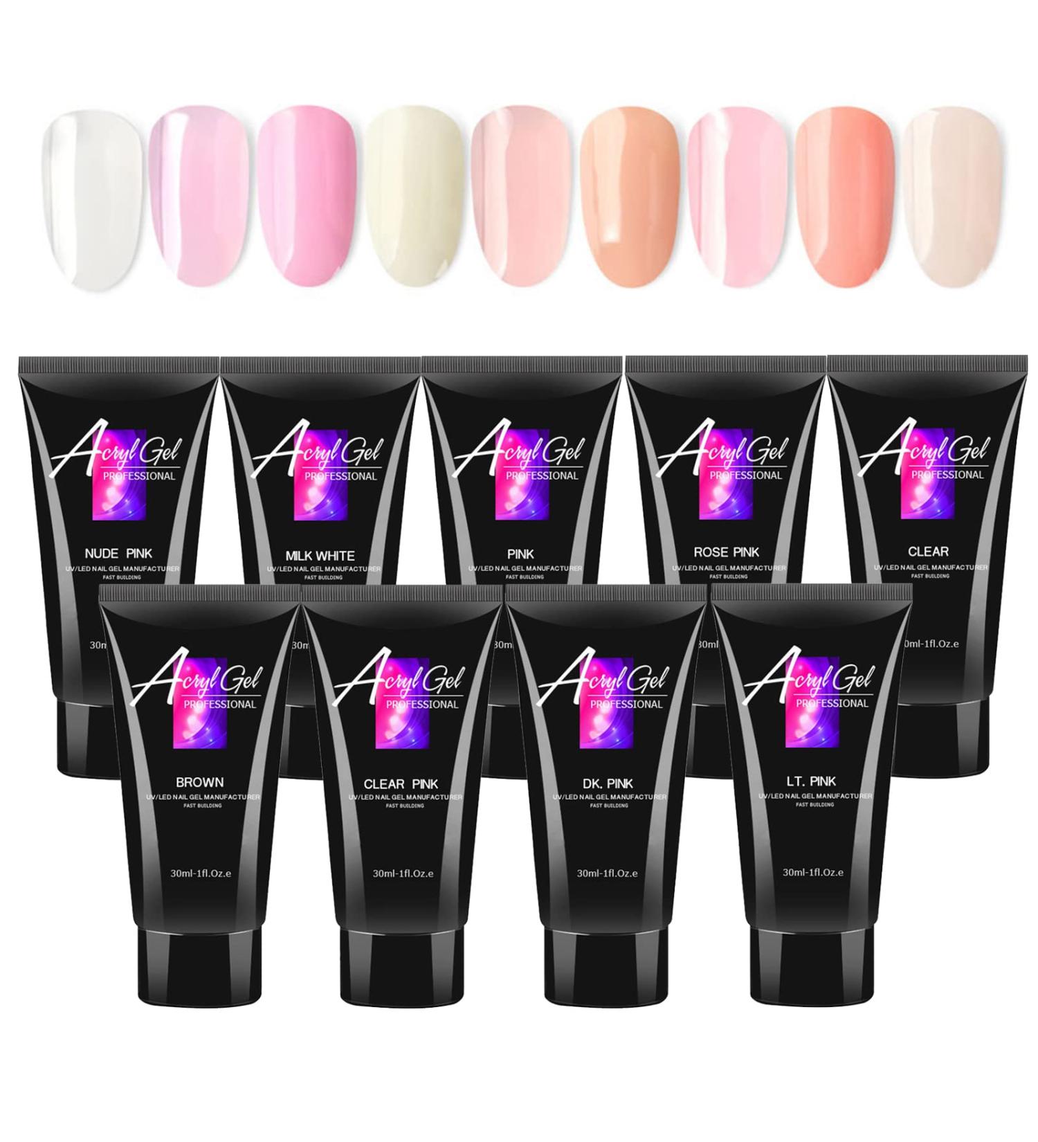 Joyeee Professional Nail Extension Gel Kit 30ml 9 Colours Poly Nail Gel Acrylic Nail Builder Enhancement Crystal Gel Set for Nail Art Design Gel Nail Starter Kit for Beginners and Nail Technician #6 - Buy Online on SooperMarket.com