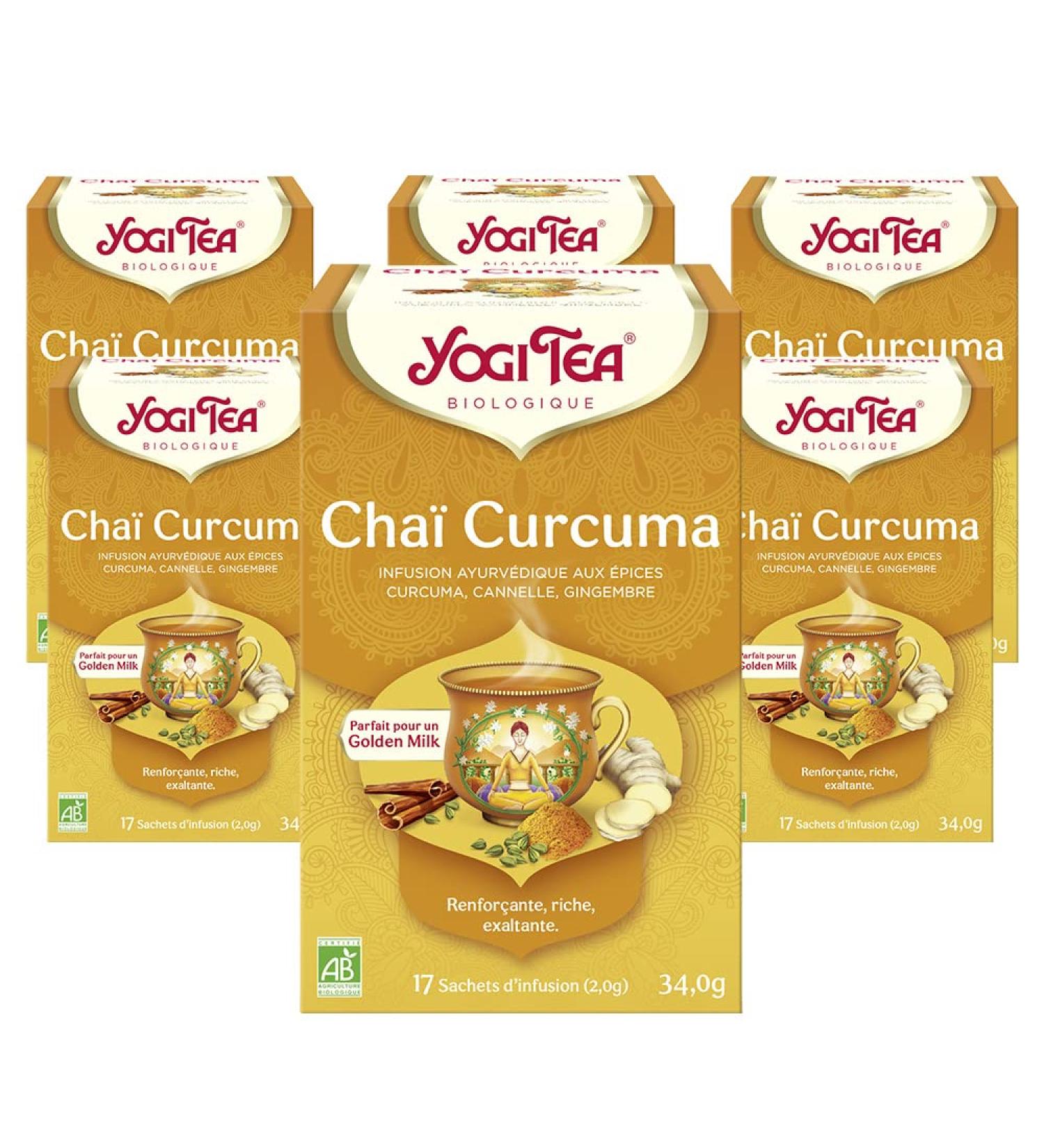 Yogi Turmeric Chai Herbal Tea - Organic Ayurvedic Blend for Golden Milk | 6 Pack (102 Bags) - Buy Online on SooperMarket.com