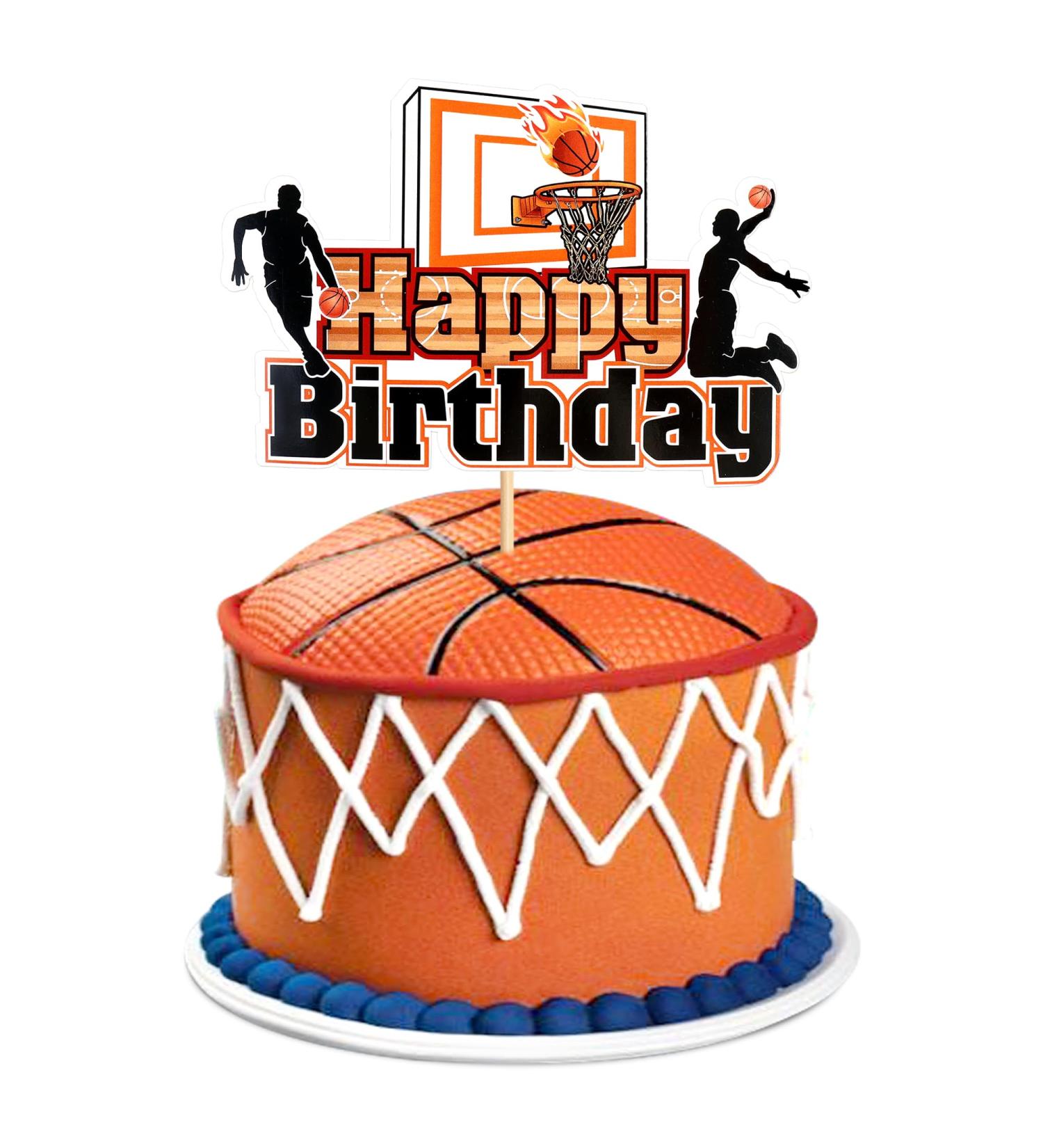 Basketball Cake Topper - Happy Birthday Shield | Sports Theme Decor for Young Girls - Buy Online on SooperMarket.com