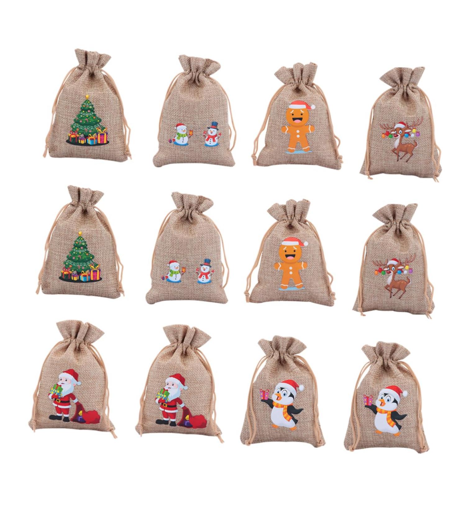 PLAFOPE Holiday Bags 12pcs Christmas Drawstring Bag Candy Bags Xmas Candy Bag Drawstring Storage Bags Miss Cartoon - Buy Online on SooperMarket.com