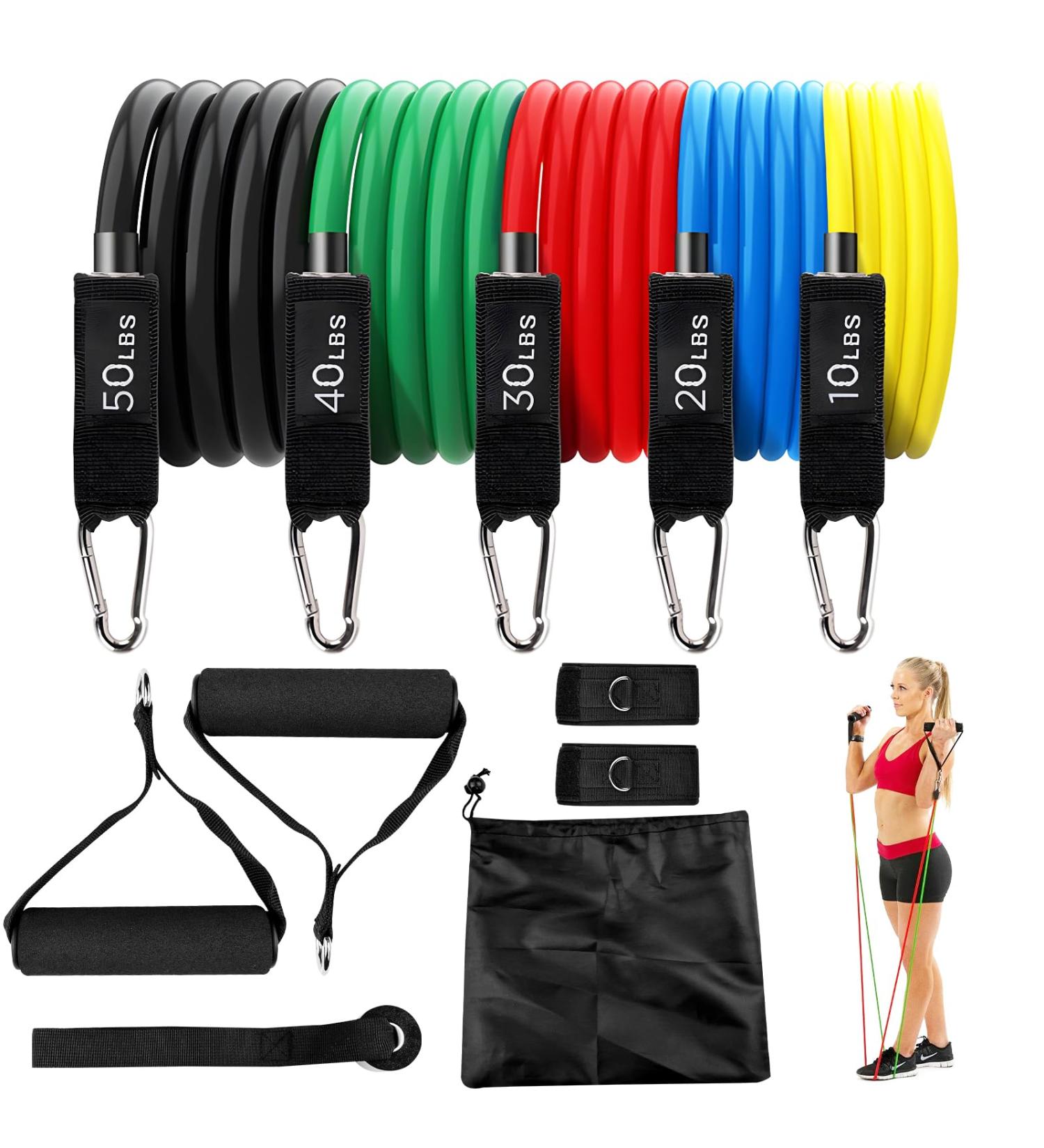 Buy Lectorias 5 Fitness Straps & Resistance Bands for Strength Training - Includes 2 Hand Straps 2 Ankle Straps T r Anker & Storage Pocket - International Shipping - Buy Online on SooperMarket.com