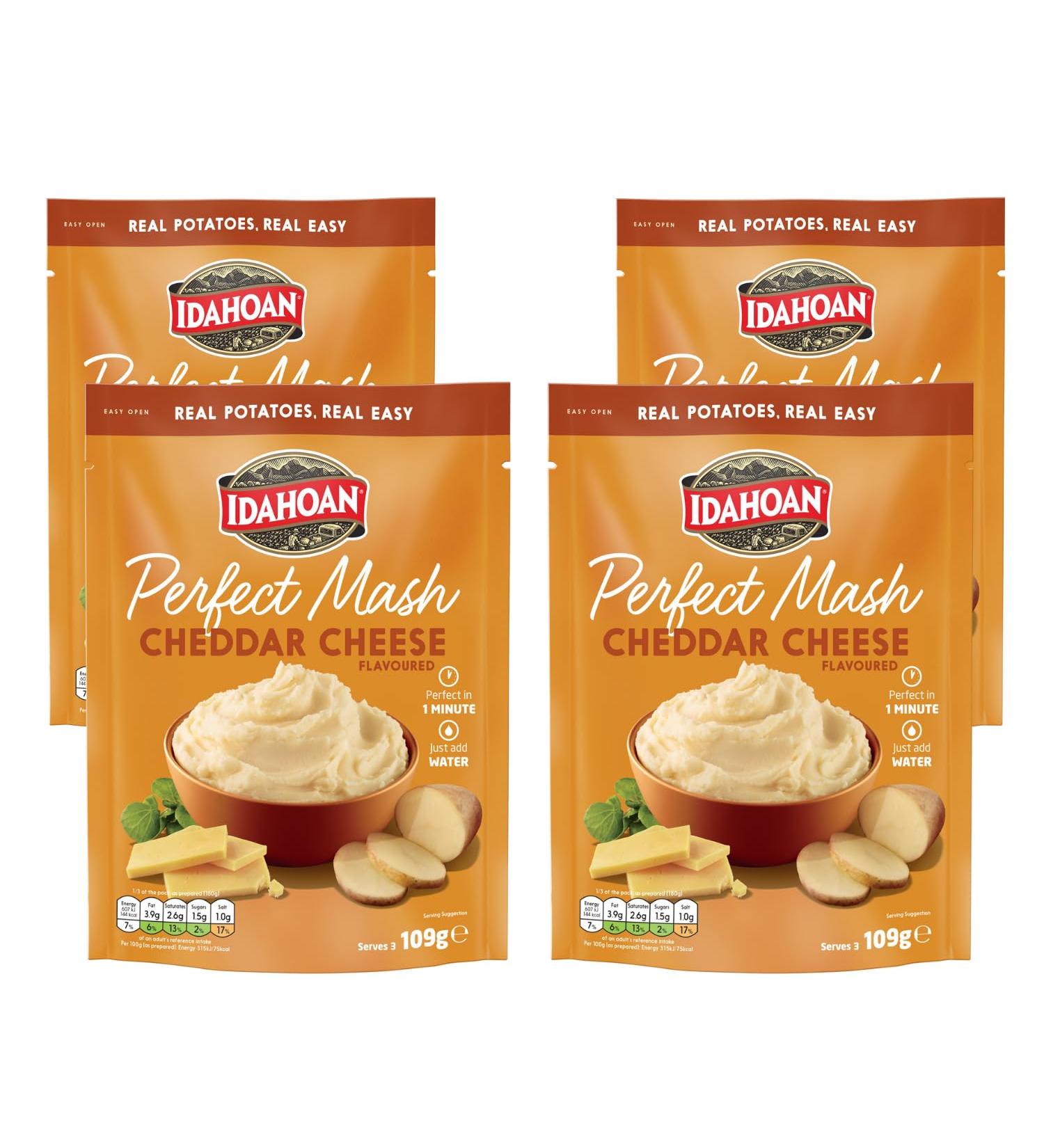 Idahoan Mashed Potato Cheddar Cheese Pack of 4 x 109g Instant Mash Potato Made in USA - Buy Online on SooperMarket.com