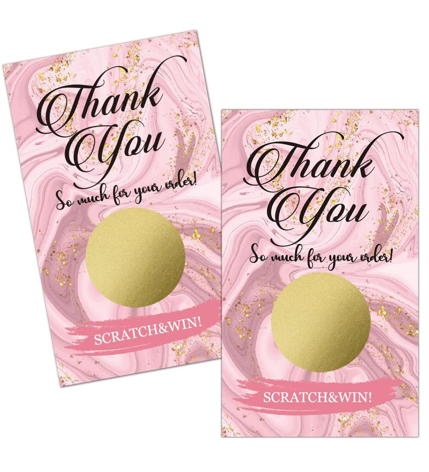 Hafhue 50 Pack Thank You Blank Gift Certificate Scratch Off Cards for Small Business Spa Gold - Buy Online on SooperMarket.com