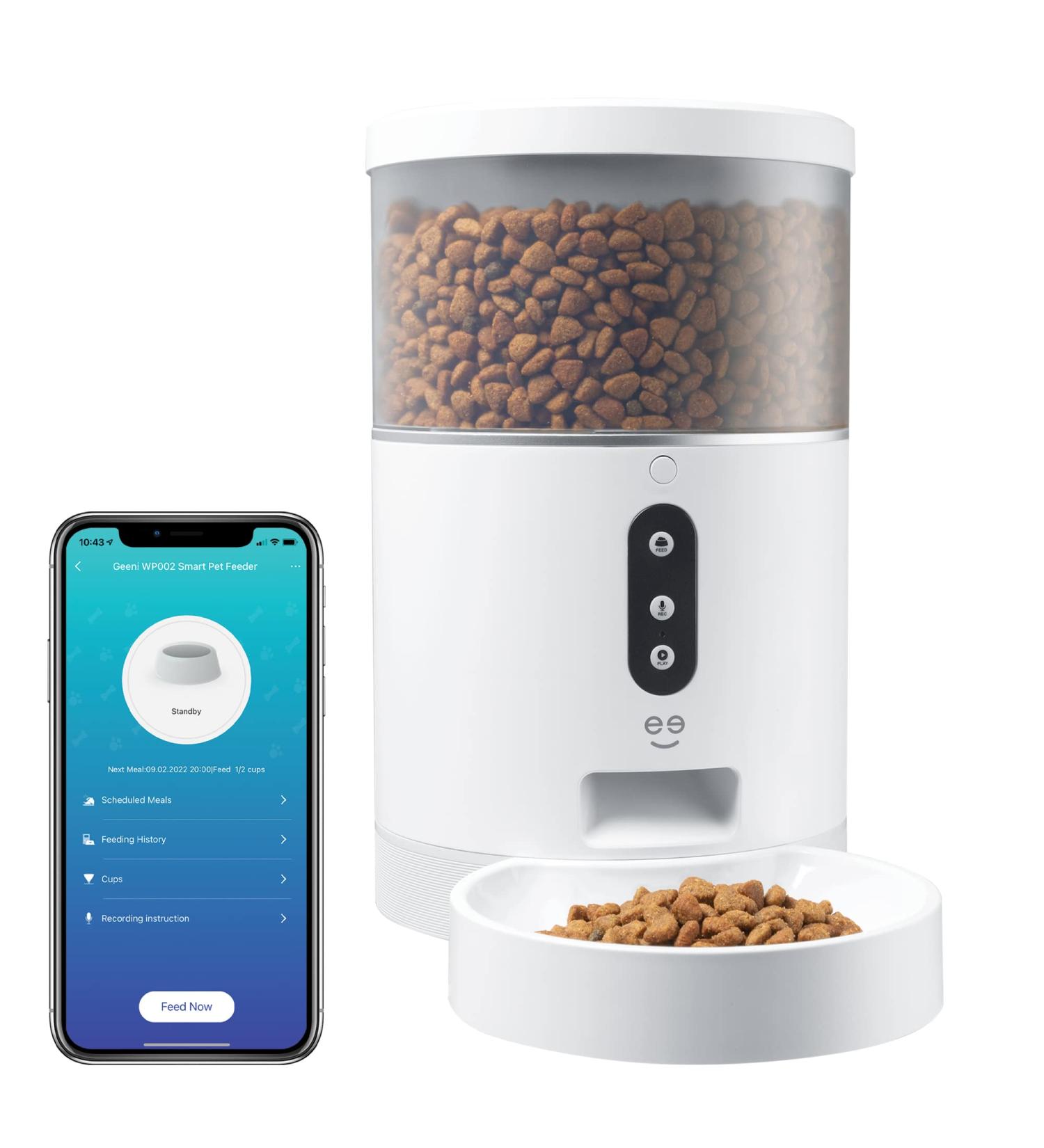 Geeni Smart Feeder  4 Liter Automatic Pet Dog and Cat Feeder  Wi-Fi Control Compatible with Alexa and Google Home - Buy Online on SooperMarket.com