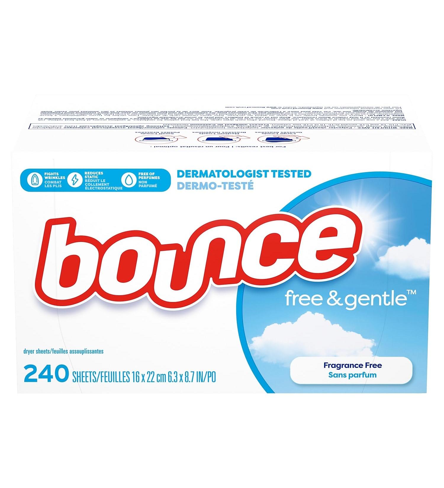 Bounce Free & Gentle Fabric Softener Dryer Sheets 240 Count | Premium Softness for All Fabrics | International Shipping Available - Buy Online on SooperMarket.com