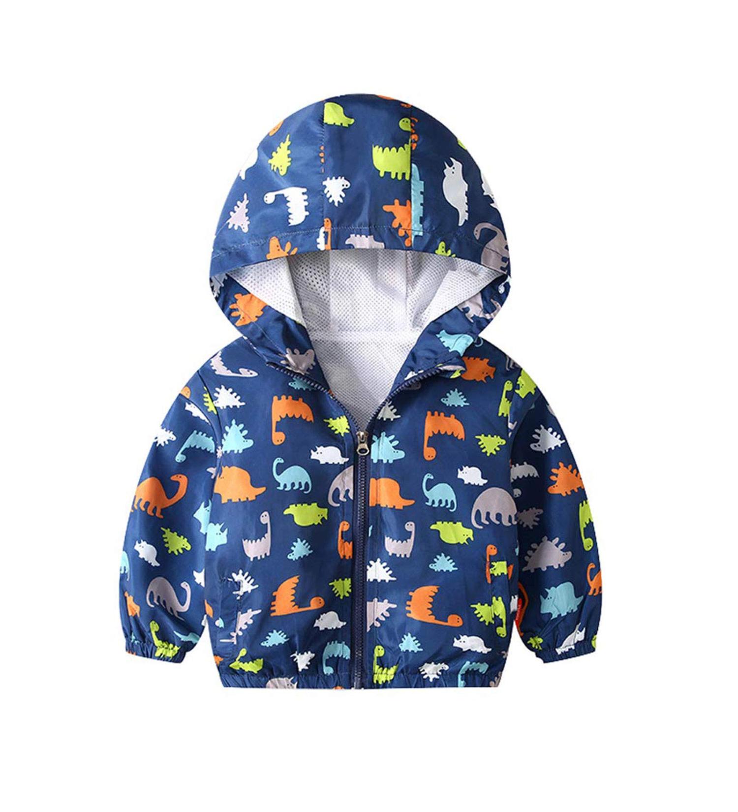 JinBei Toddler Kids Hooded Jacket - Waterproof Windbreaker Coat for Boys | 1-7 Years - 120 Bleu - Buy Online on SooperMarket.com