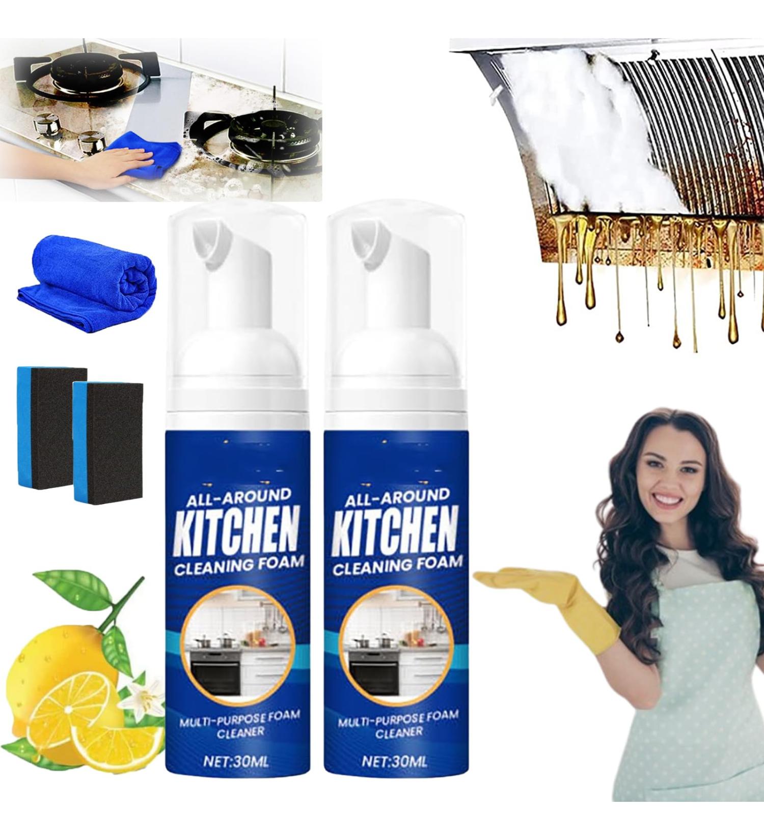 Kitchen Foam Cleaner All-Round Kitchen Cleaning Foam Japanese Multi-Purpose Cleaner Spray Japanese Professional Kitchen Oil Stains Removing Cleaner Bubble Cleaner Foam Spray (2pcs) - Buy Online on SooperMarket.com