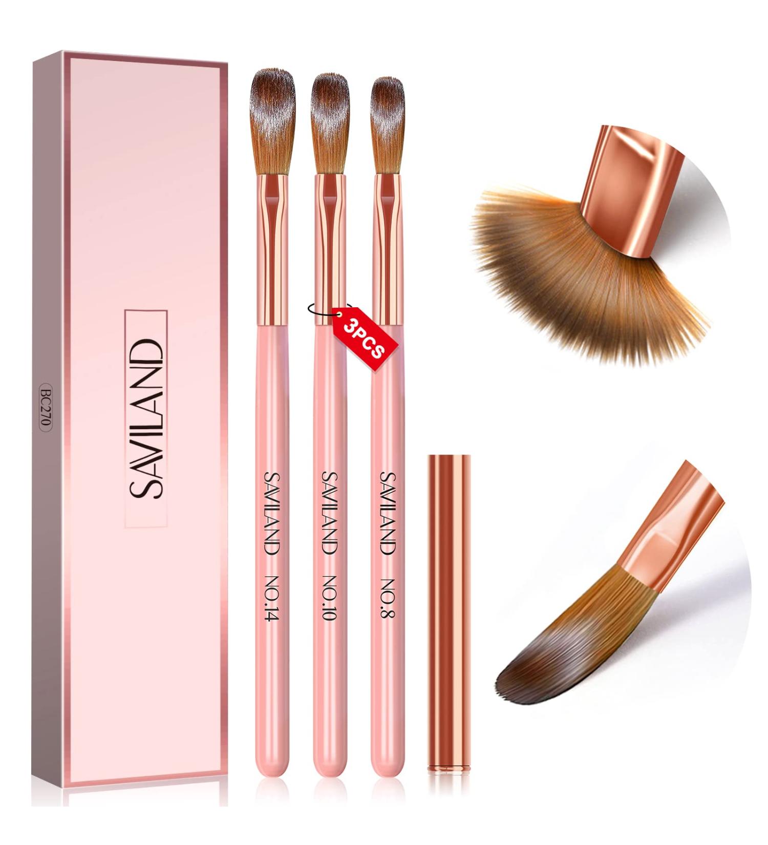 Saviland 3 PCS Kolinsky Acrylic Nail Brush Set | Size 8/10/14 Premium Quality Durable Nail Art Brush for Acrylic Powder, Monomer Liquid, Nail Extensions, and 3D Nailcarving - Perfect Christmas Gift for Women - Buy Online on SooperMarket.com