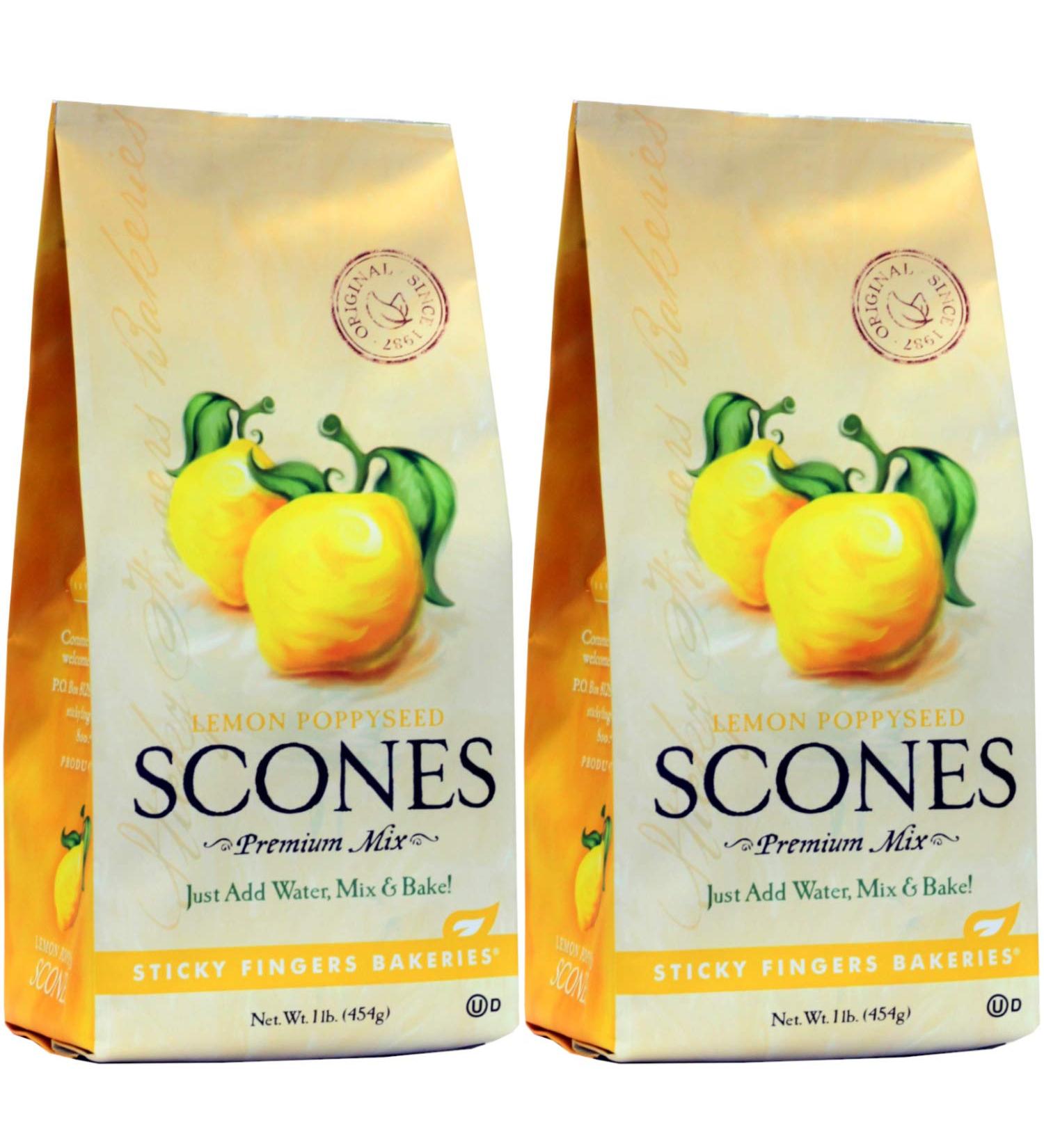 English Scone Mix  Lemon Poppyseed by Sticky Fingers Bakeries â Easy to Make English Scones Fresh Baked  Makes 12 Scones (2 pk) 1 Pound (Pack of 2) - Buy Online on SooperMarket.com