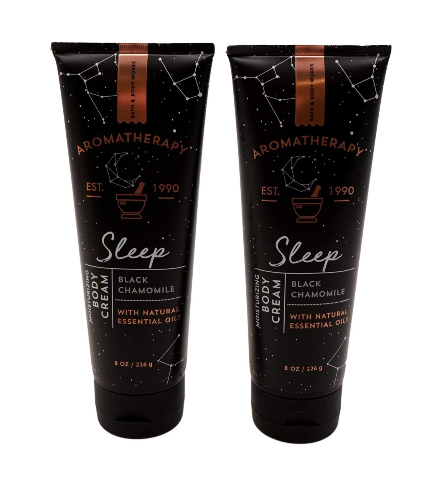 Bath and Body Works 2 Pack Aromatherapy Sleep Black Chamomile Body Cream. 8 Oz