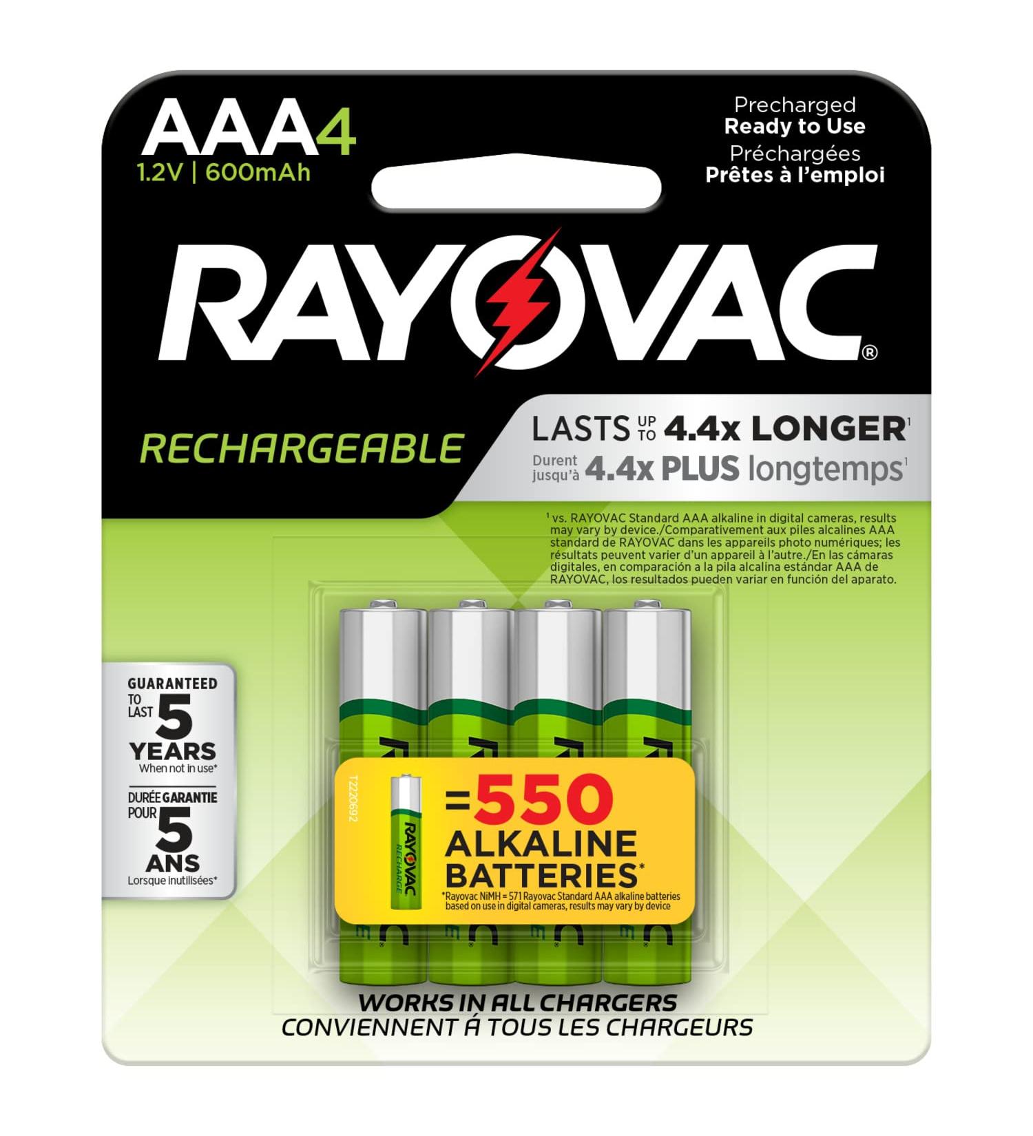 Rayovac AAA Rechargeable Batteries - 4 Count & 8 Count | Long-Lasting Power for All Devices - Buy Online on SooperMarket.com
