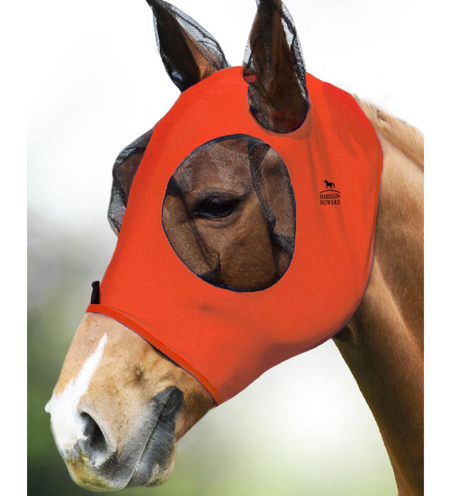 Harrison Howard Super Comfort Stretchy Fly Mask - Large Eye Space UV Protection & Breathability - Orange M Medium - Buy Online on SooperMarket.com