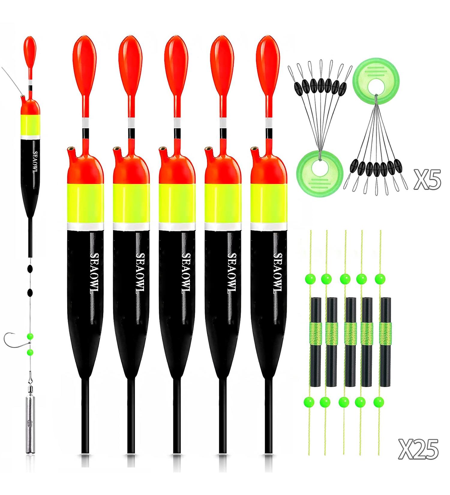 SEAOWL Fishing Slip Bobber Float Kit with Balsa Slip Corks and Bobber Stops - 10g (B.3/8oz) - 5pcs - Buy Online on SooperMarket.com