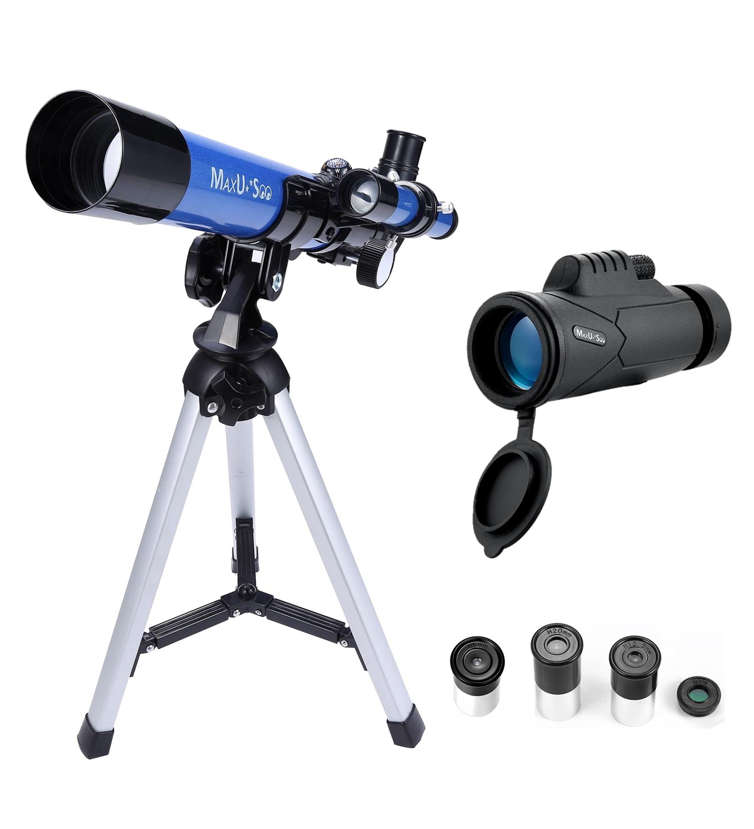 MaxUSee Kids Telescope 400x40mm with Finder Scope + Portable 10X42 Monocular for Moon Viewing, Bird Watching & Wildlife Scenery | Ideal for Kids & Beginners - Buy Online on SooperMarket.com