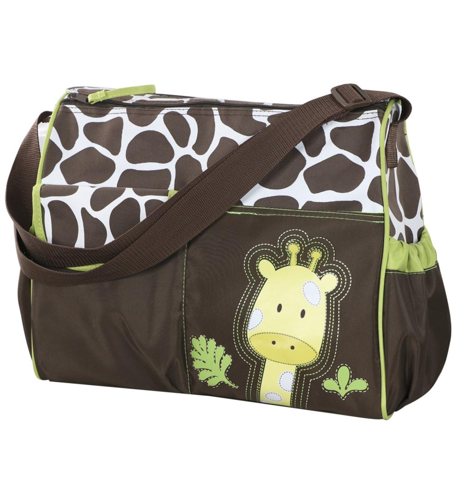 Accessotech Waterproof Baby Diaper Nappy Mummy Changing Handbag Shoulder Bag with Mat Travel (Giraffe Green) - Buy Online on SooperMarket.com