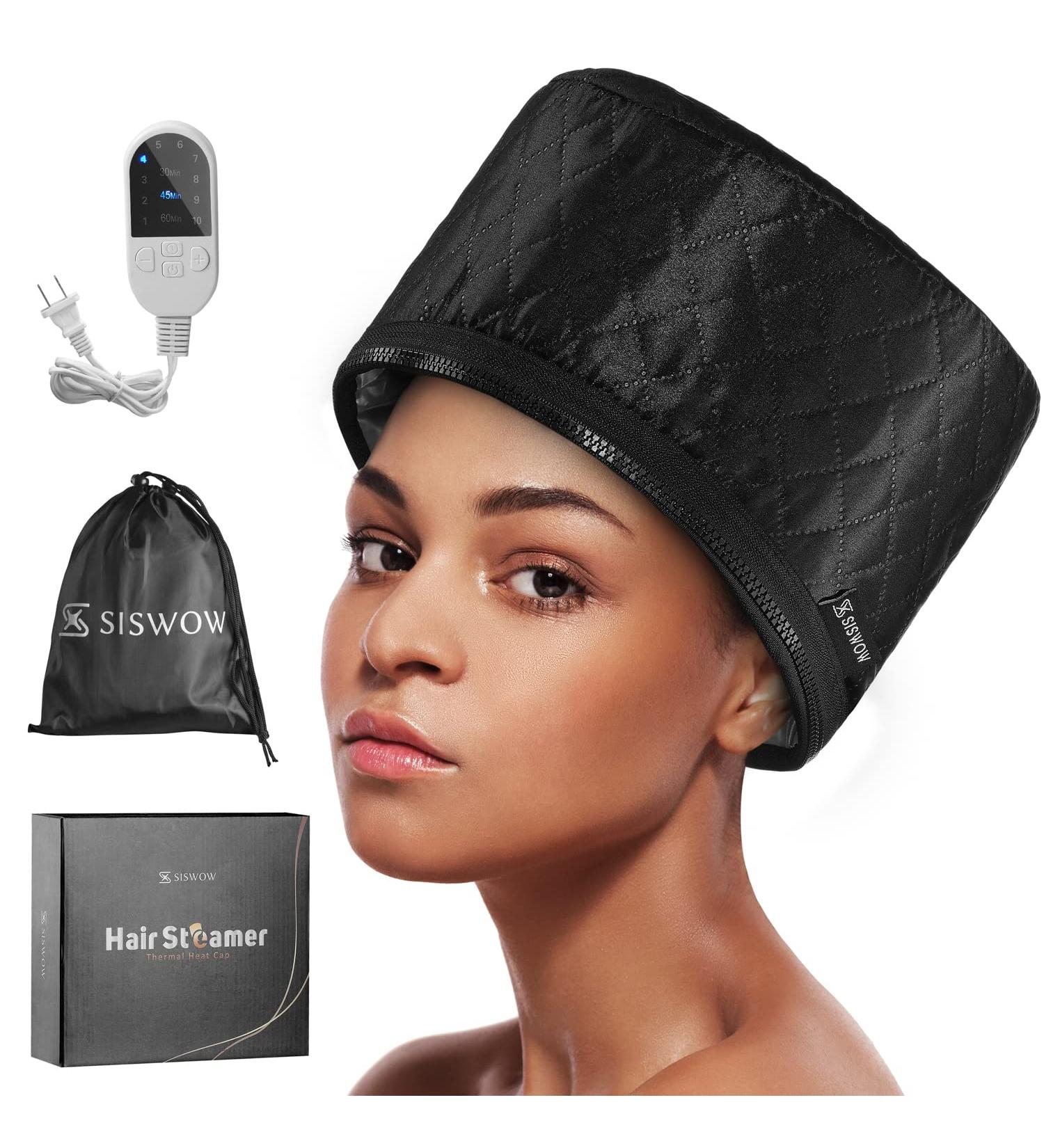 Home Use Hair Steamer for Natural Hair - 10-Level Heat Cap for Deep Conditioning | 3 Timer Settings - Ideal for Black Women, Deep Conditioner & Hot Oil Treatment - Buy Online on SooperMarket.com