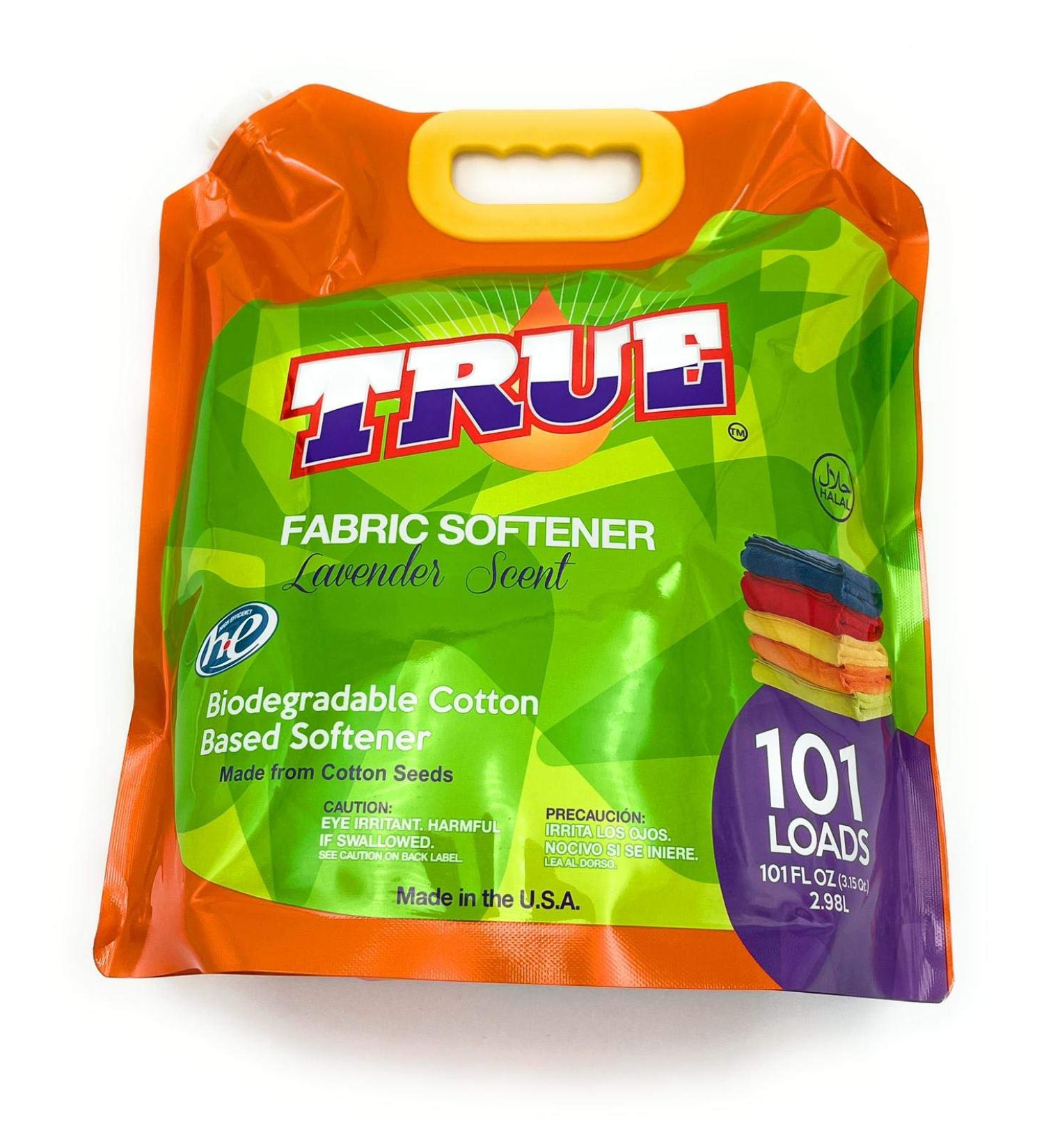 True Detergent Plant-Based Fabric Softener - 101 Loads - Sensitive Skin - Lavender Scent - Made in USA & Halal - Eco-Friendly Cotton Seed Formula - Buy Online on SooperMarket.com