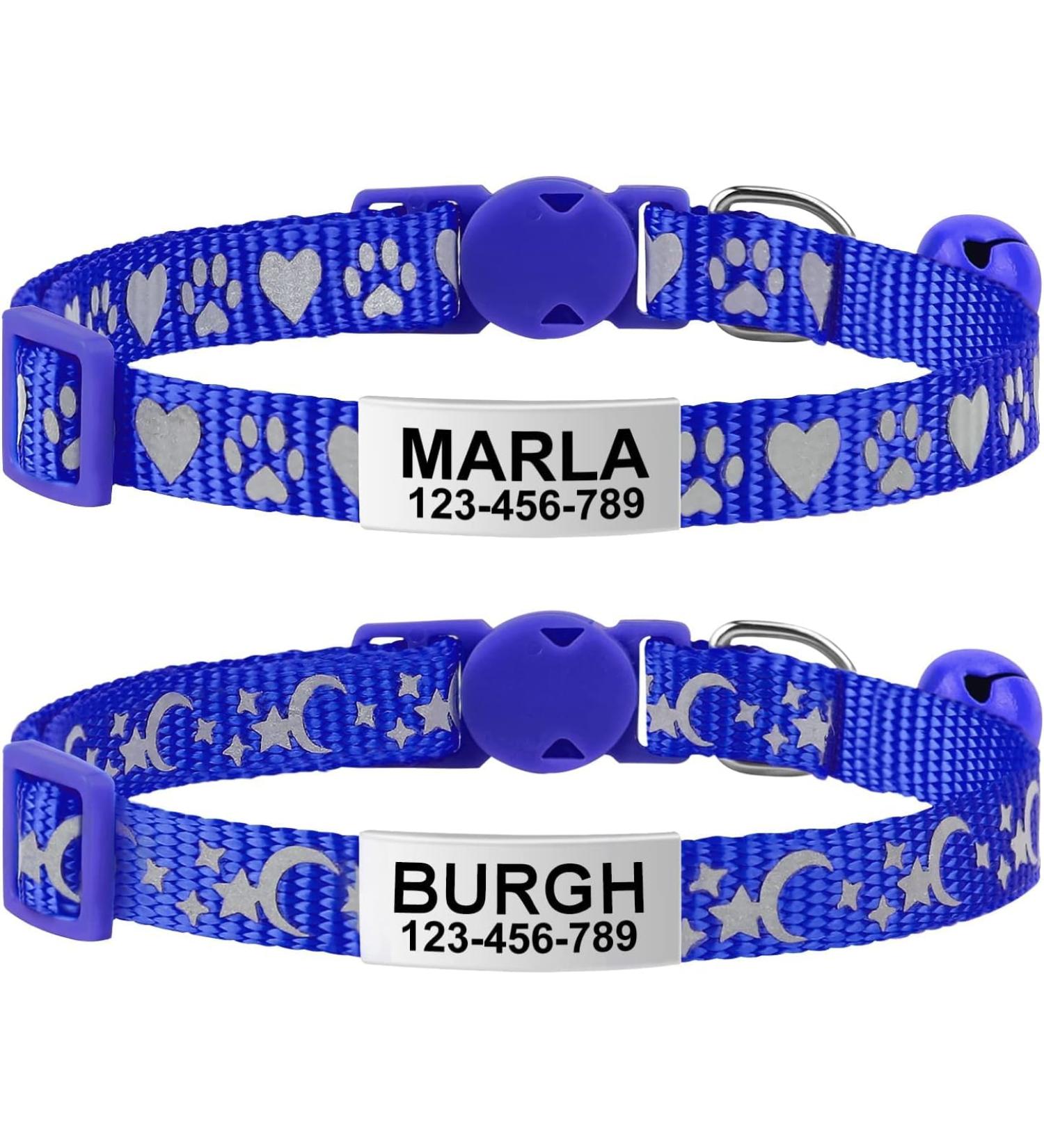 Buy Tagme Cat Neck Band 2-Pack - Reflective Safety Collar with Name & Address Shield for Cats & Puppies - Adjustable 18-28 cm - Navy Blue - Buy Online on SooperMarket.com