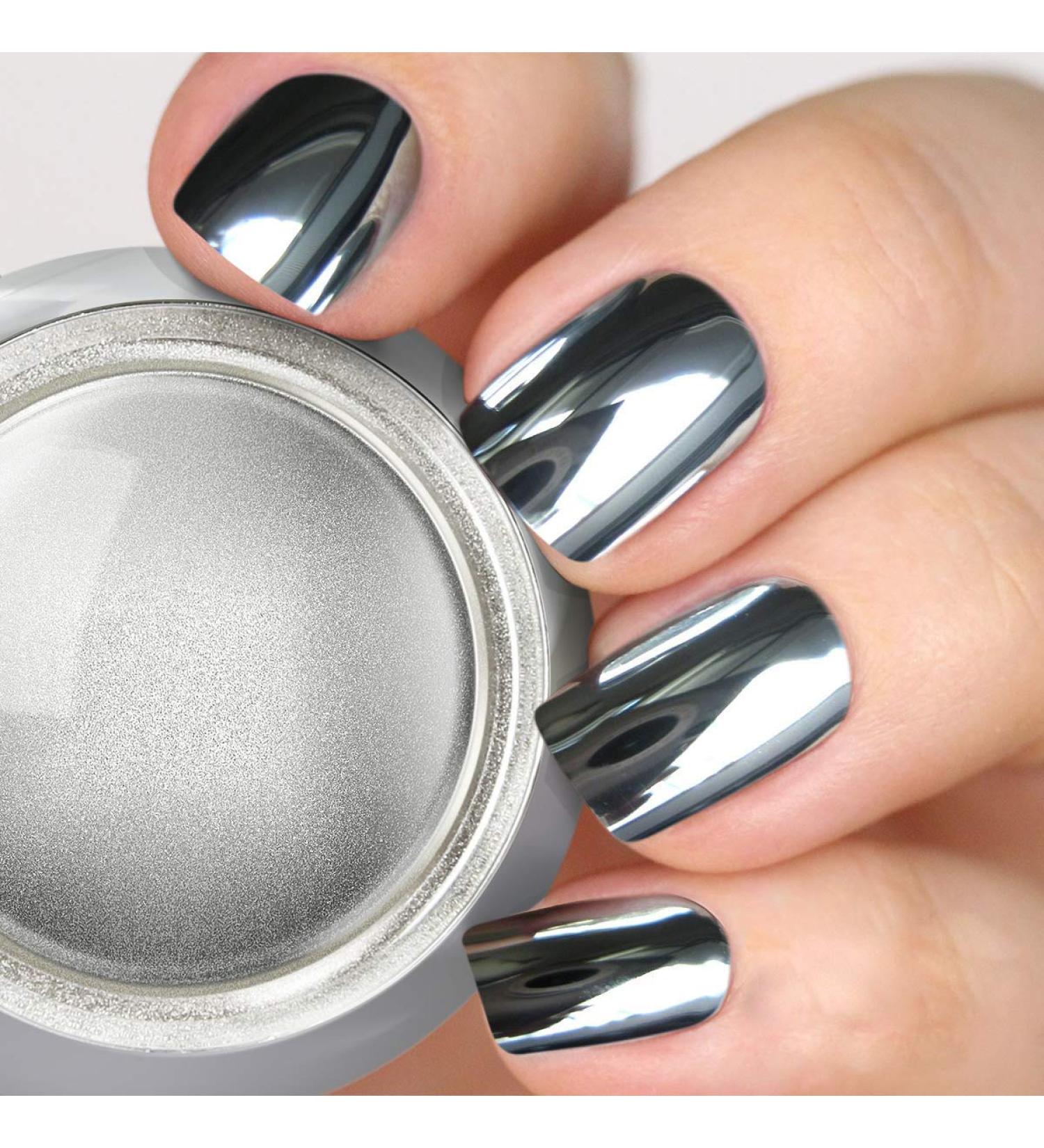 PrettyDiva Silver Chrome Nail Powder - Rose Gold Mirror Effect Manicure Pigment - Buy Online on SooperMarket.com