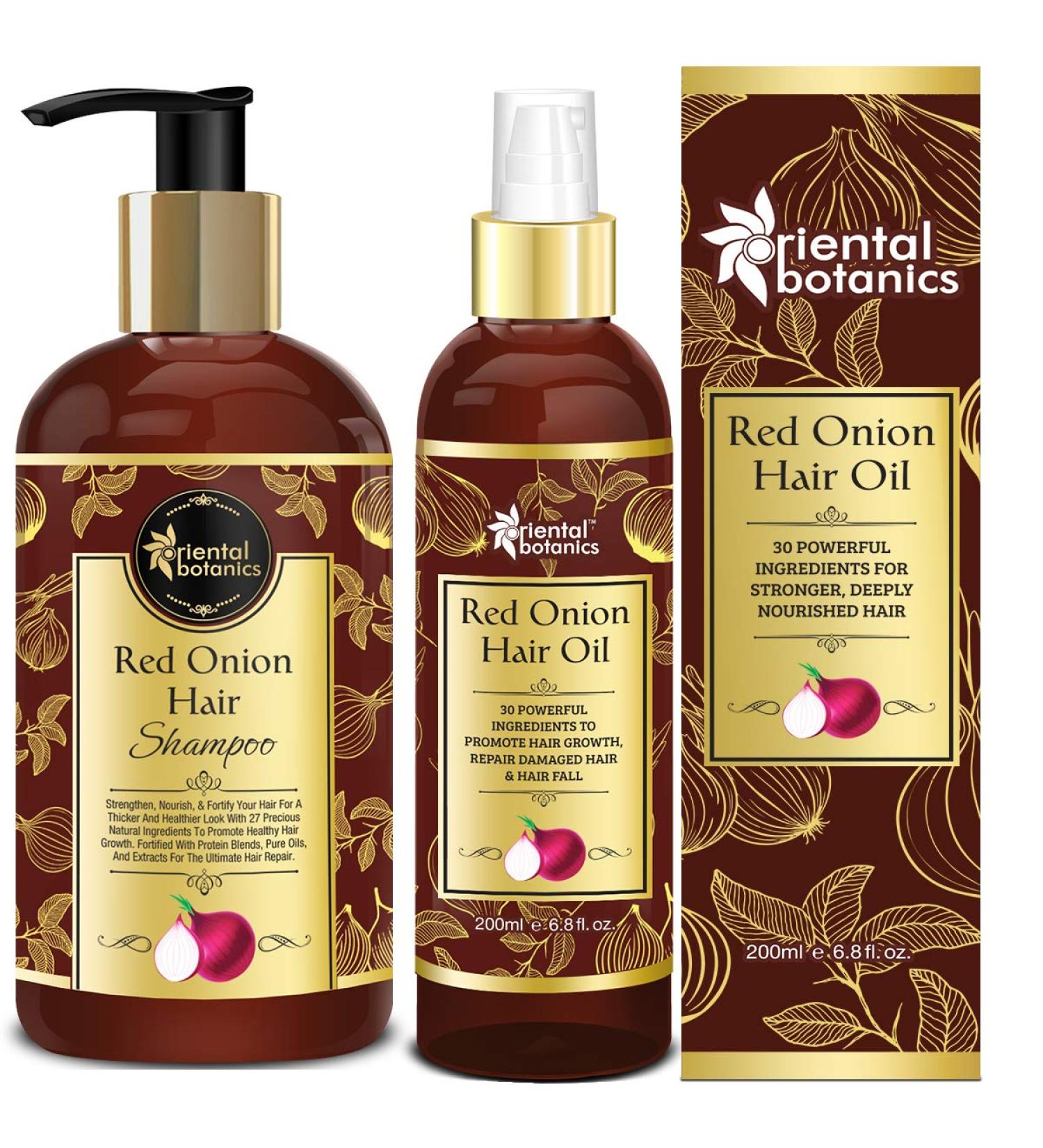 Buy Oriental Botanics Onion Hair Care Combo - Red Onion Hair Shampoo & Oil for Stronger Hair | International Shipping available - Buy Online on SooperMarket.com