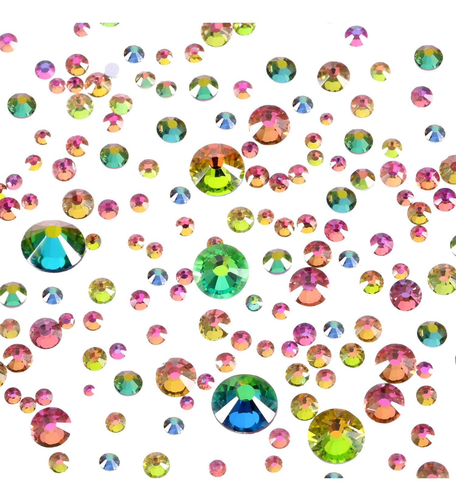 Quesuc 1728 Pieces Flatback Round Rhinestones Glass Gems with 6 Mixed Sizes (1.6-3 mm) for Nail Art Phone Decorations and DIY Crafts (Aurora Boreale Color) - Buy Online on SooperMarket.com