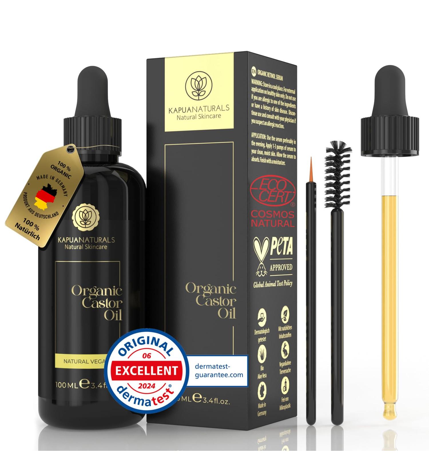 Organic Castor Oil 100ml 100% Pure Castor Oil Natural & Cold Pressed Castor Oil for Skin Eyelashes Eyebrows Hair Beard & Fingernails Castor Oil organic cold pressed Vegan - Buy Online on SooperMarket.com