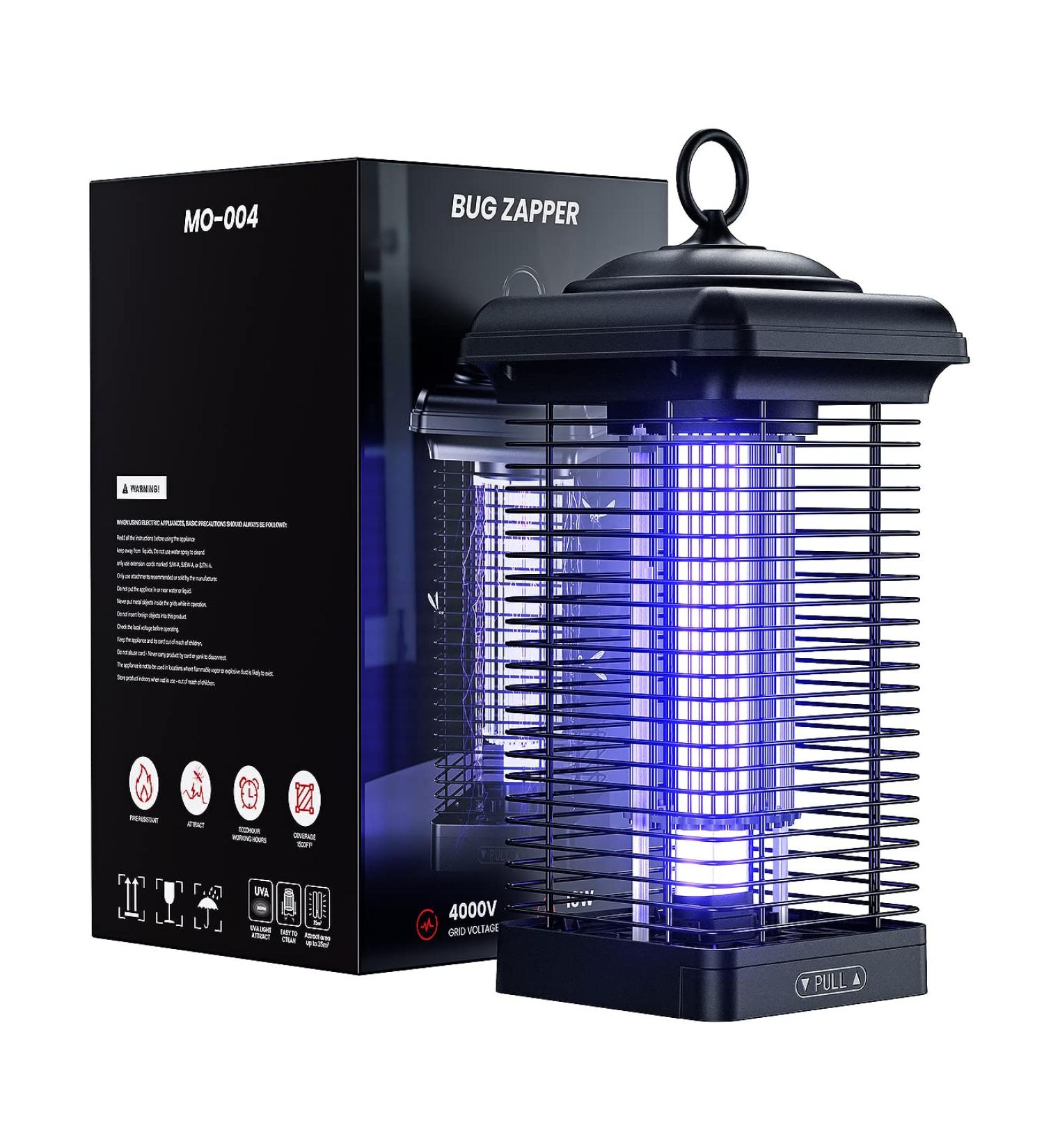 Gaiatop 4000V Bug Zapper Outdoor | Waterproof Electric Mosquito Killer for Home Backyard Patio - Black - Buy Online on SooperMarket.com