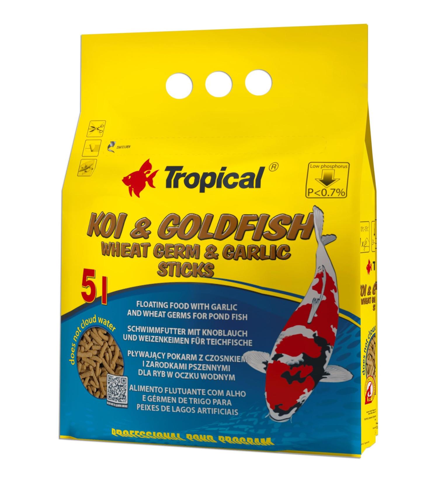 Tropical Koi & Goldfish Wheat Germ & Garlic Sticks - 400 g