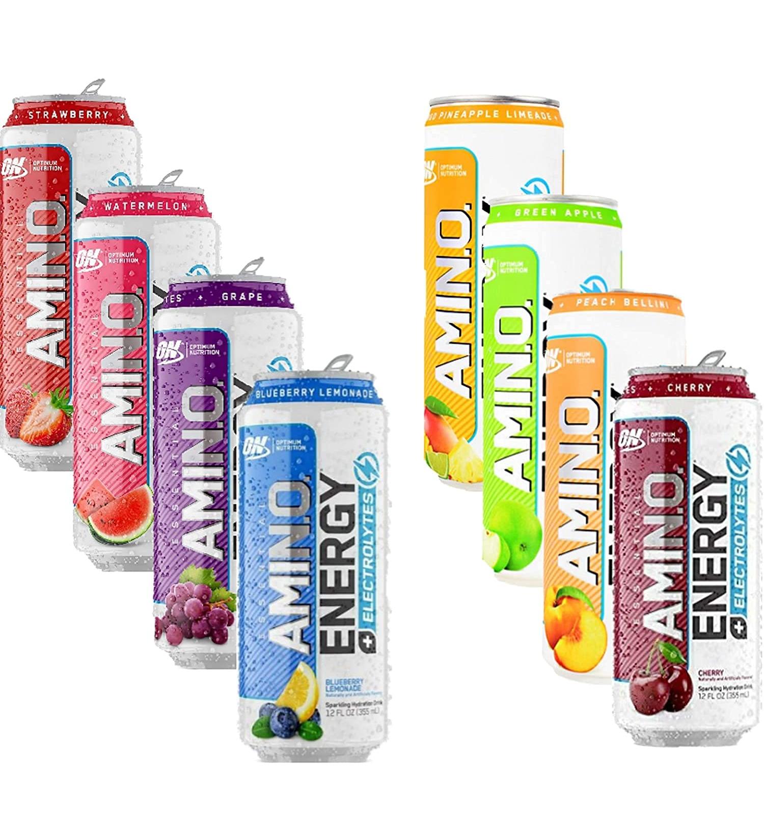Optimum Nutrition Amino Energy Plus Electrolytes Sparkling Hydration Drink  Keto Friendly BCAAs 8 Flavor Variety Sampler (8 Pack) 10 - Buy Online on SooperMarket.com