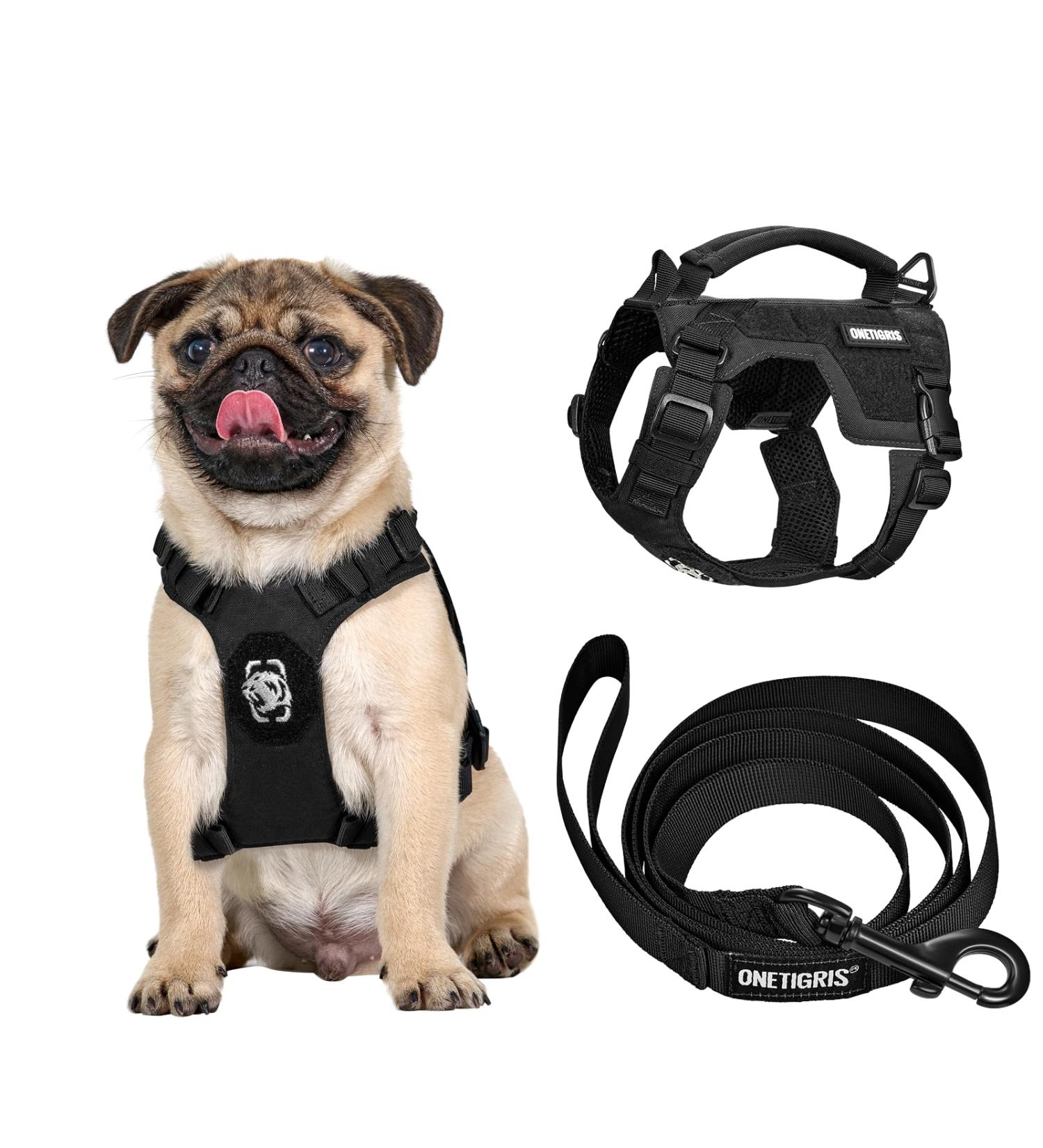 Oneigris Dog Harness & Leash Set | Mini Trooper Puppy Dishes for Extra Small to Medium Dogs - Black XS - Buy Online on SooperMarket.com