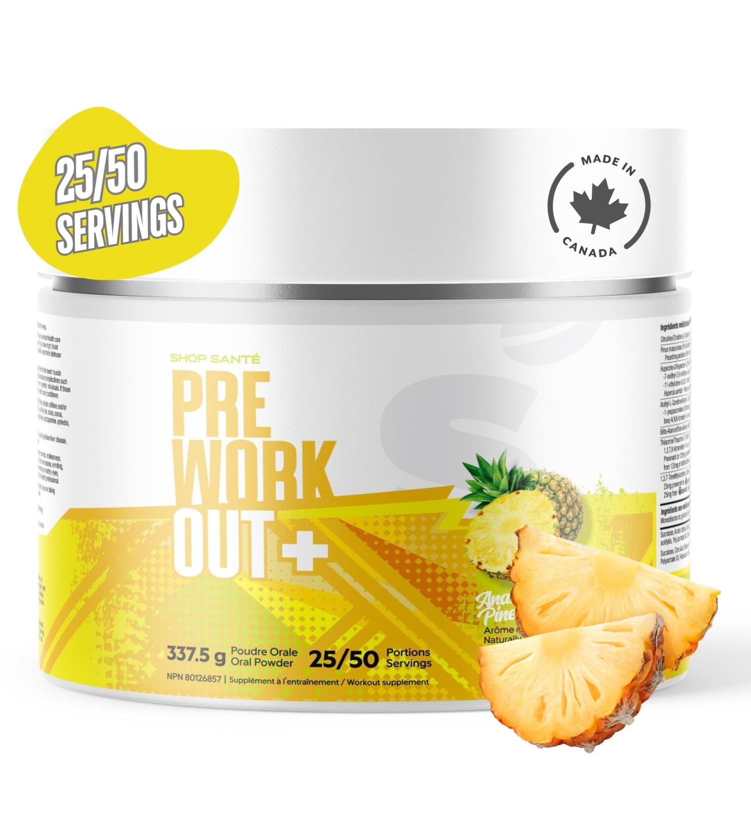 Shop Sante Pre Workout Plus Preworkout Energy Powder 150mg Caffeine Citrulline Beta Alanine Sports Drink Supplement for Men and Women 50 servings - Pineapple - Buy Online on SooperMarket.com