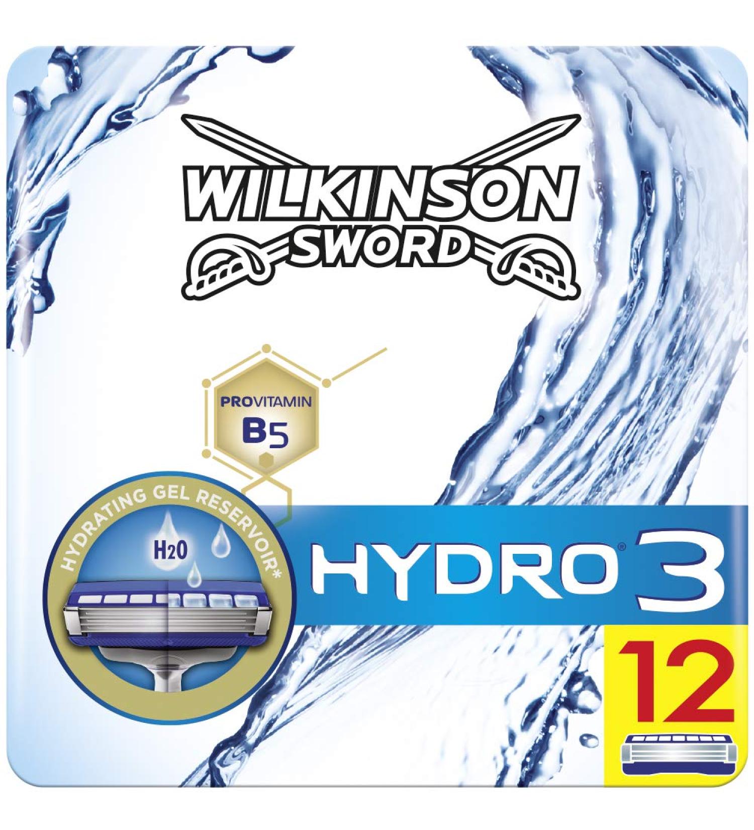 Buy Wilkinson Sword Hydro 3 Razor Blades for Men - 12 Mailbox-Compatible Blades for Ultimate Shaving Experience - Buy Online on SooperMarket.com