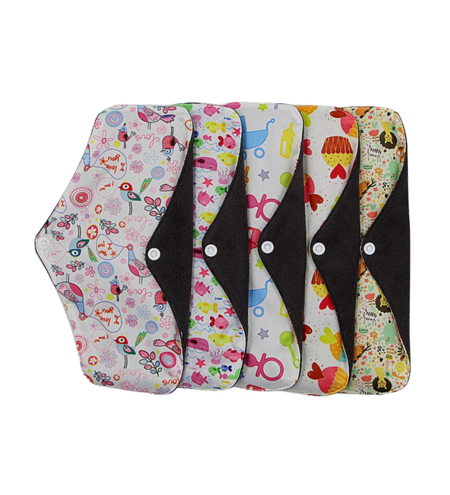 KALLORY 5pcs Reusable Cloth Menstrual Pads - Mama Cloth Liners for Women - Breathable and Portable Napkin Warp Pad - Random Color Pack - 1 Count - Buy Online on SooperMarket.com