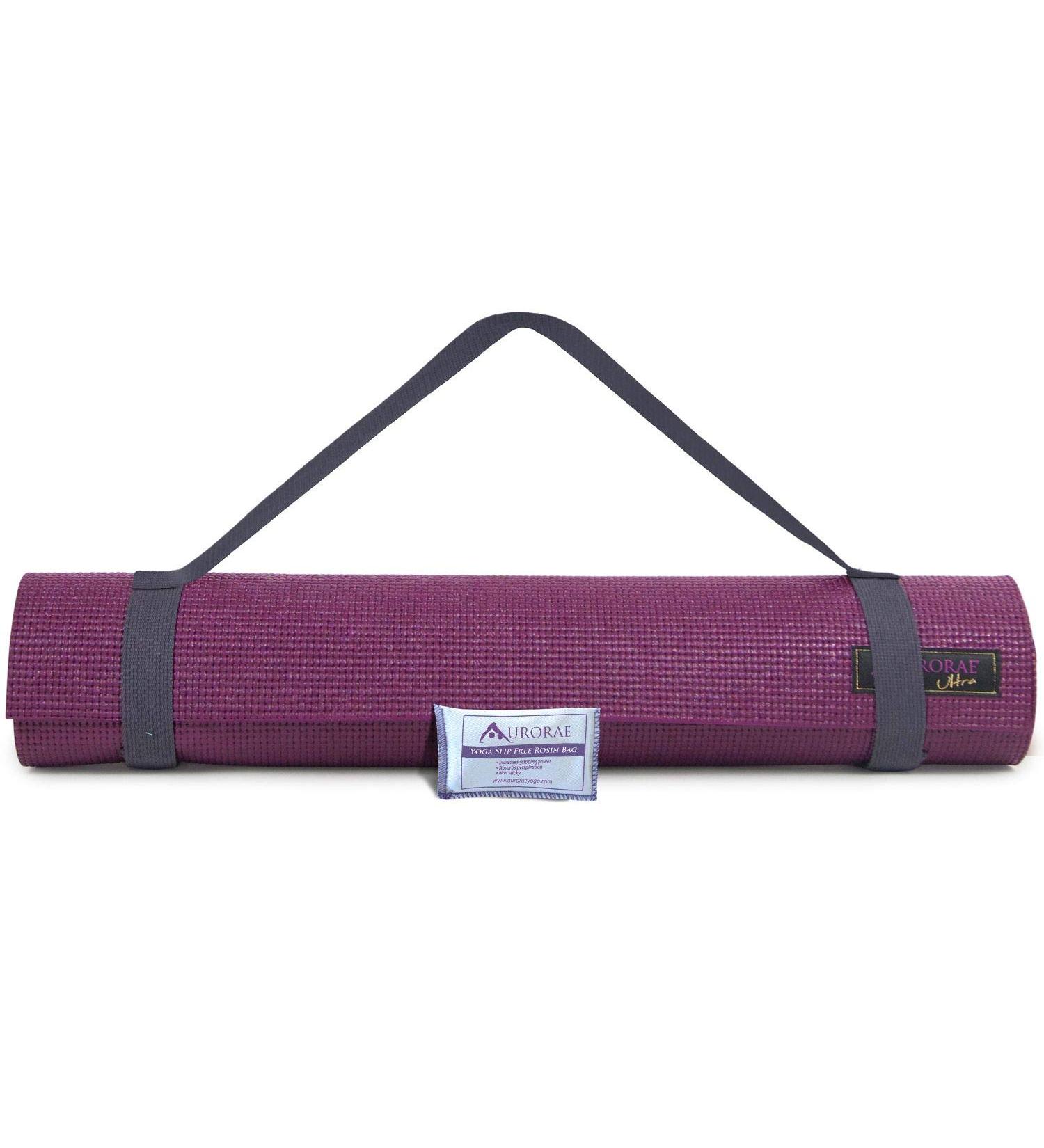 Aurorae Ultra Super Sized Yoga Mat - 78 x 26 x 1/4 - Non Slip Rosin & Carry Strap - Burgandy - Buy Online on SooperMarket.com