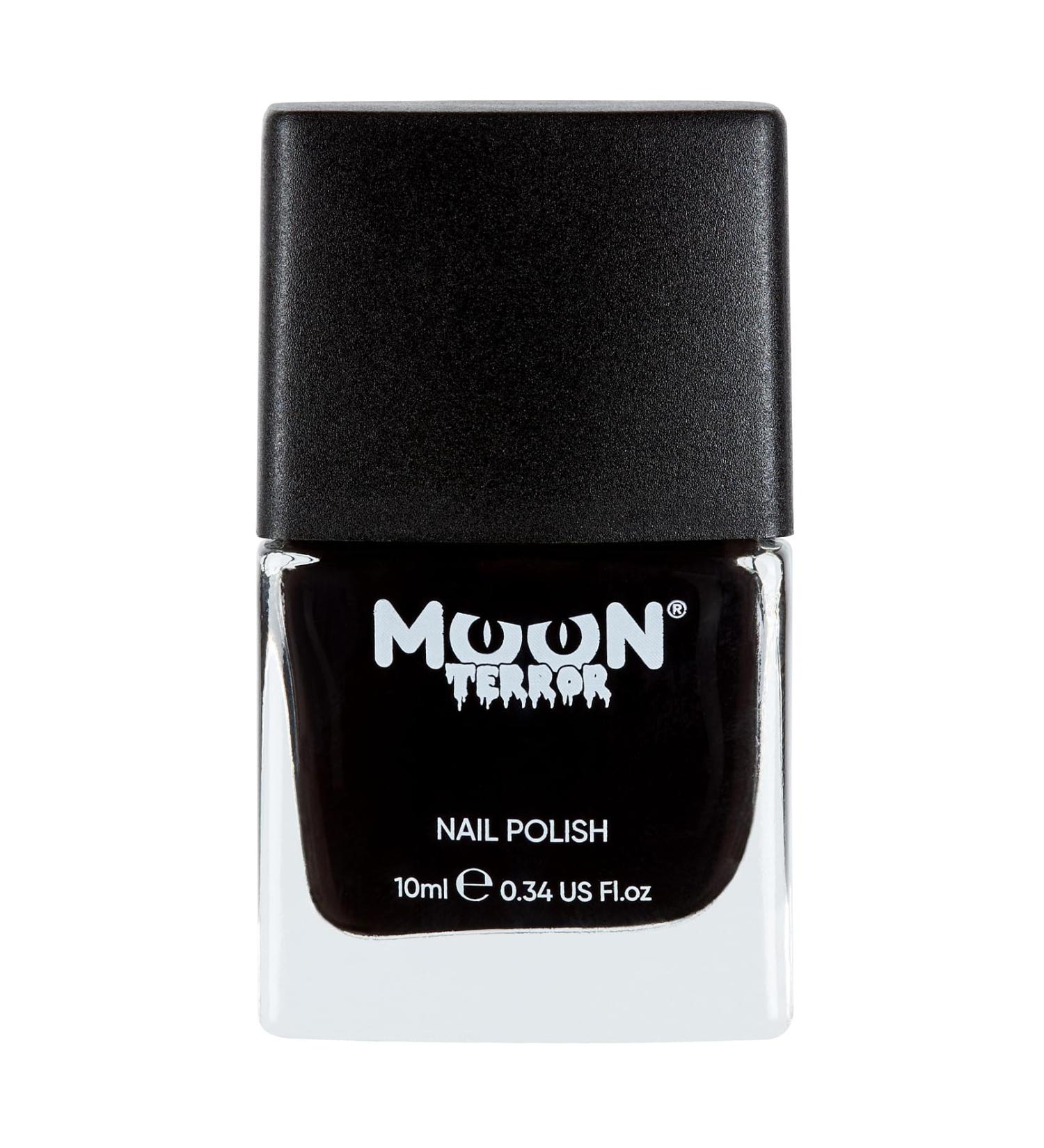 Halloween Nail Polish by Moon Terror | 10ml | Midnight Black | SFX Make up Special effects Make up Nail Varnish - Buy Online on SooperMarket.com