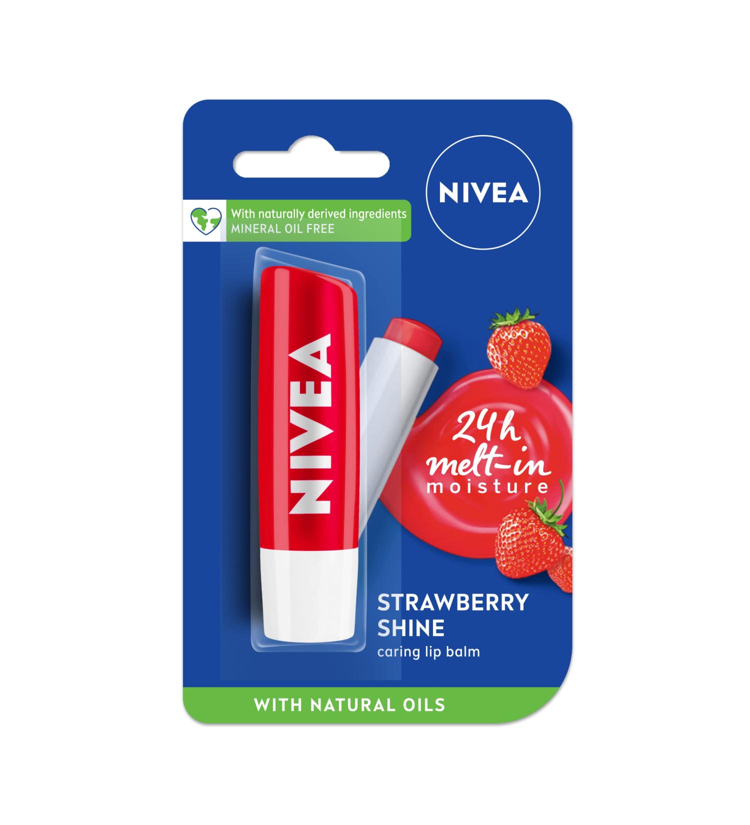 Nivea Lip Care Fruity Shine Strawberry 4.8g - Moisturizing Lip Balm for Soft, Smooth Lips - Buy Online on SooperMarket.com