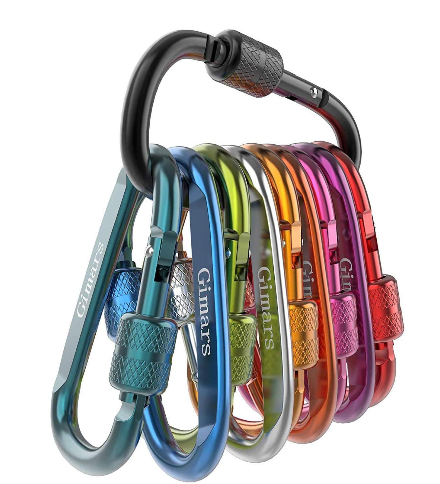 Gimars 10-Piece 6cm Mini Carabiner Set with Screw Cap - Colorful Hooks for Camping Fishing Hiking & Travel - Durable and Versatile Carabiners - Buy Online on SooperMarket.com