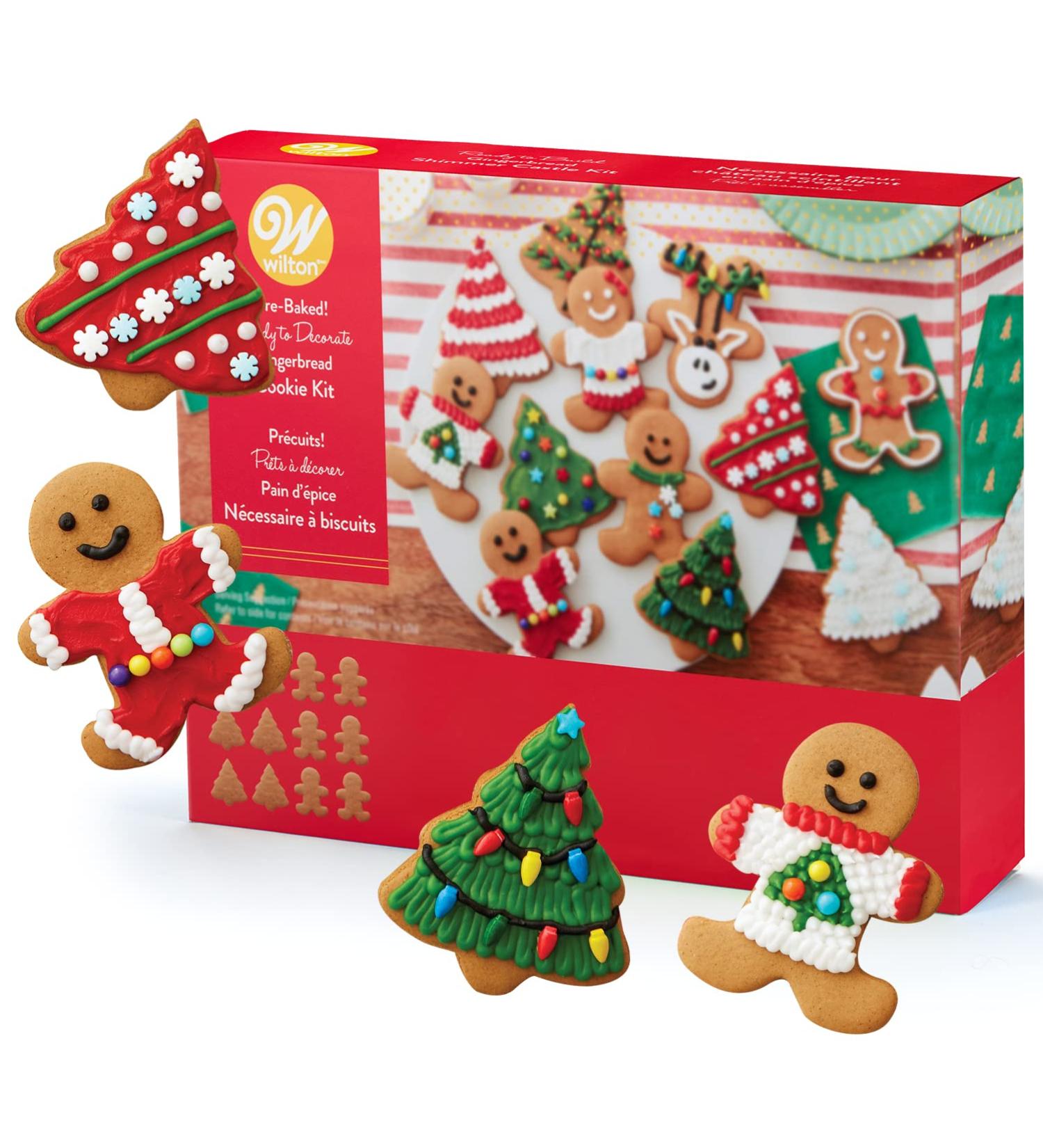 Holiday Fun Baking Set: Gingerbread Man & Tree Cookie Kit with Pre-Baked Cookies, Candies, Fondant, Icing, Decorating Bags, Tips, and Holiday Stickers - Buy Online on SooperMarket.com