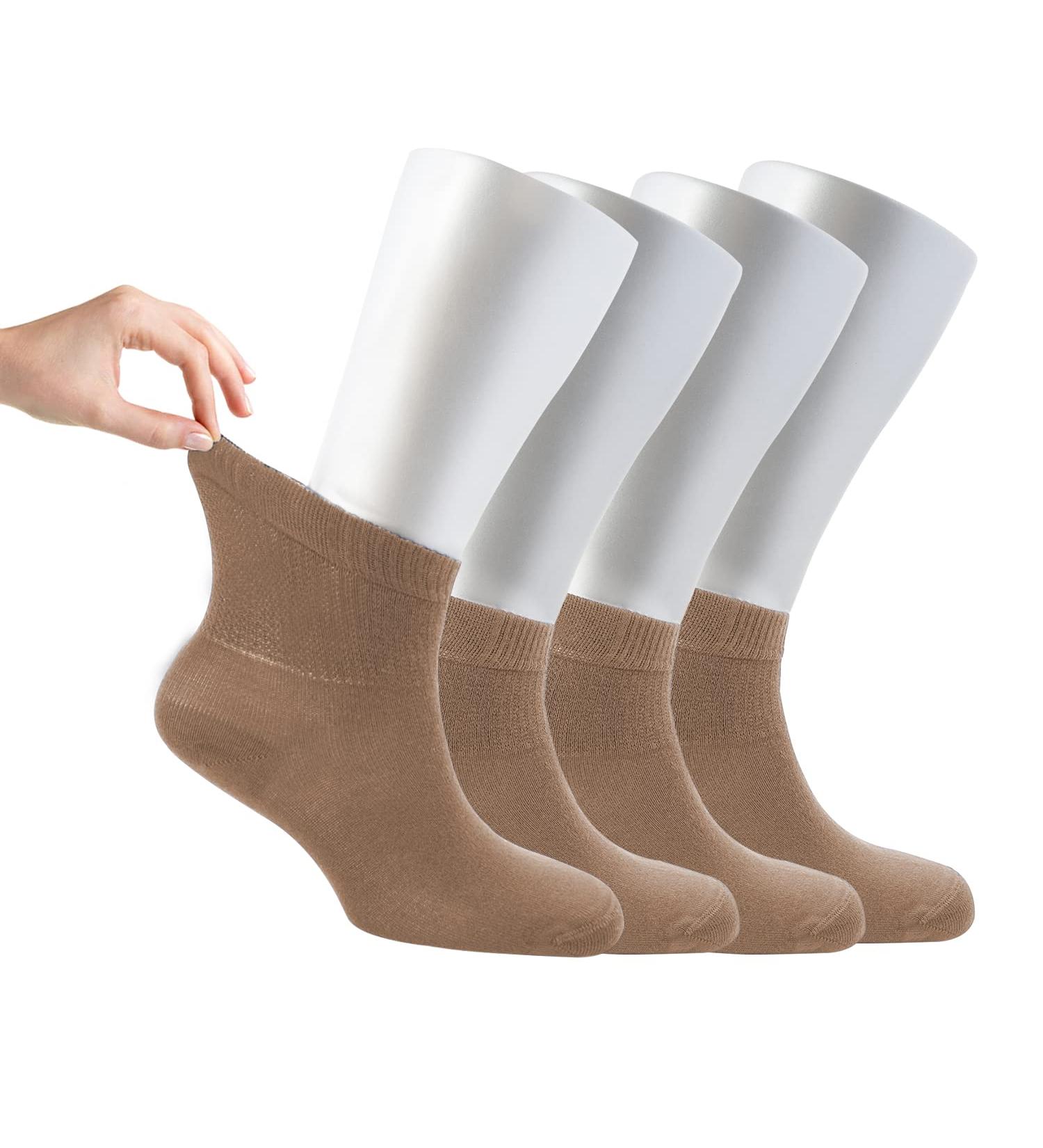 Cosyfeel Women Loose Diabetic Socks | 4-Pack Neuropathy Ankle Socks for Ladies | Super Soft Eco-Friendly Bamboo Material | Durable with Seamless Toe | Multicolour Patterns | 4 Seasons 7-9 1/2 HAZEL - Buy Online on SooperMarket.com