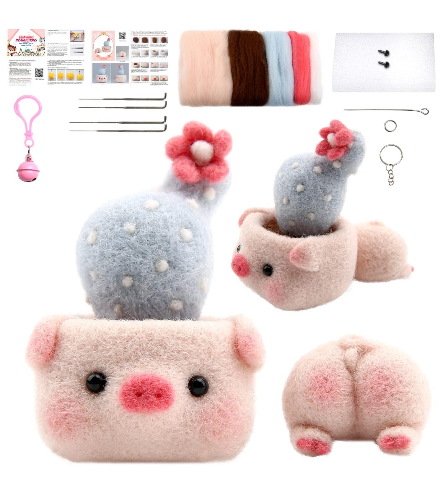 Needle Felting Starter Kit with Basic Tools - Pig Design | DIY Craft Supplies - Buy Online on SooperMarket.com