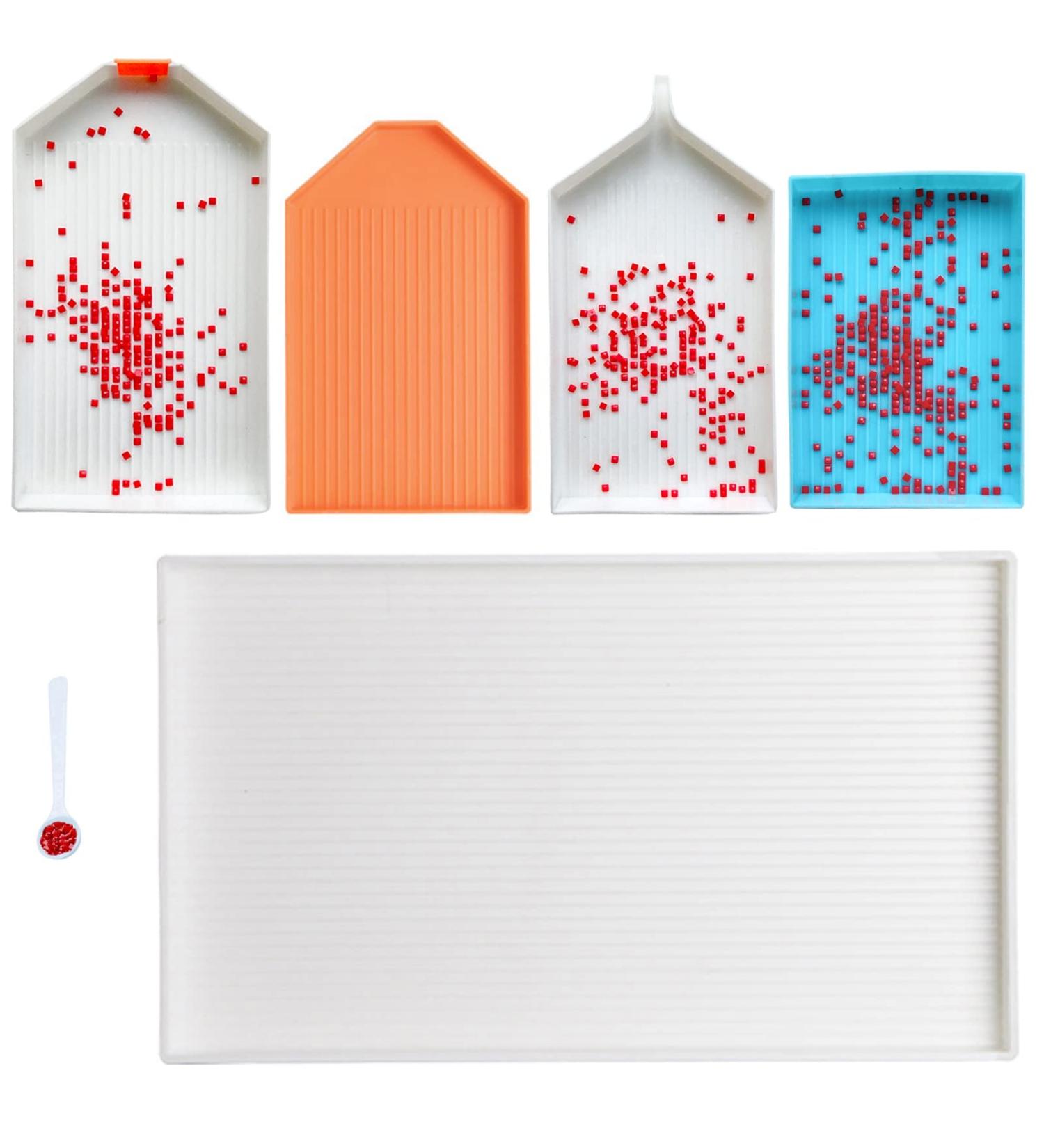5 Pcs Extra Large Diamond Painting Tray Organizer - DIY Gem Art Craft Accessories - 5 Trays, 1 Spoon Included - Buy Online on SooperMarket.com
