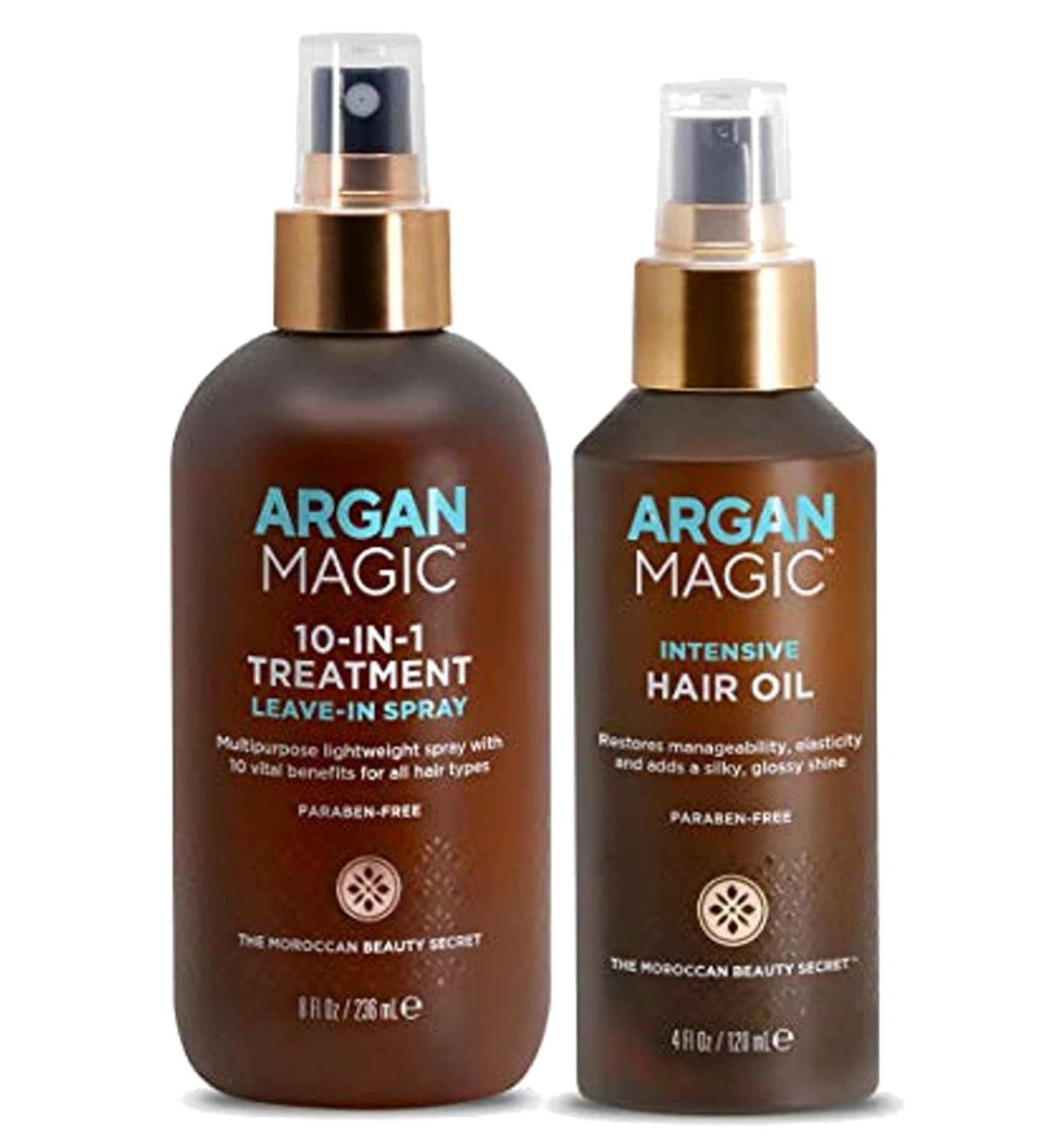 Argan Magic Hair Treatment & Stylizing Spray + Intensive Oil | 10-in-1 Leave-In Treatment for All Hair Types | Paraben & Cruelty Free - Shop Internationally - Buy Online on SooperMarket.com