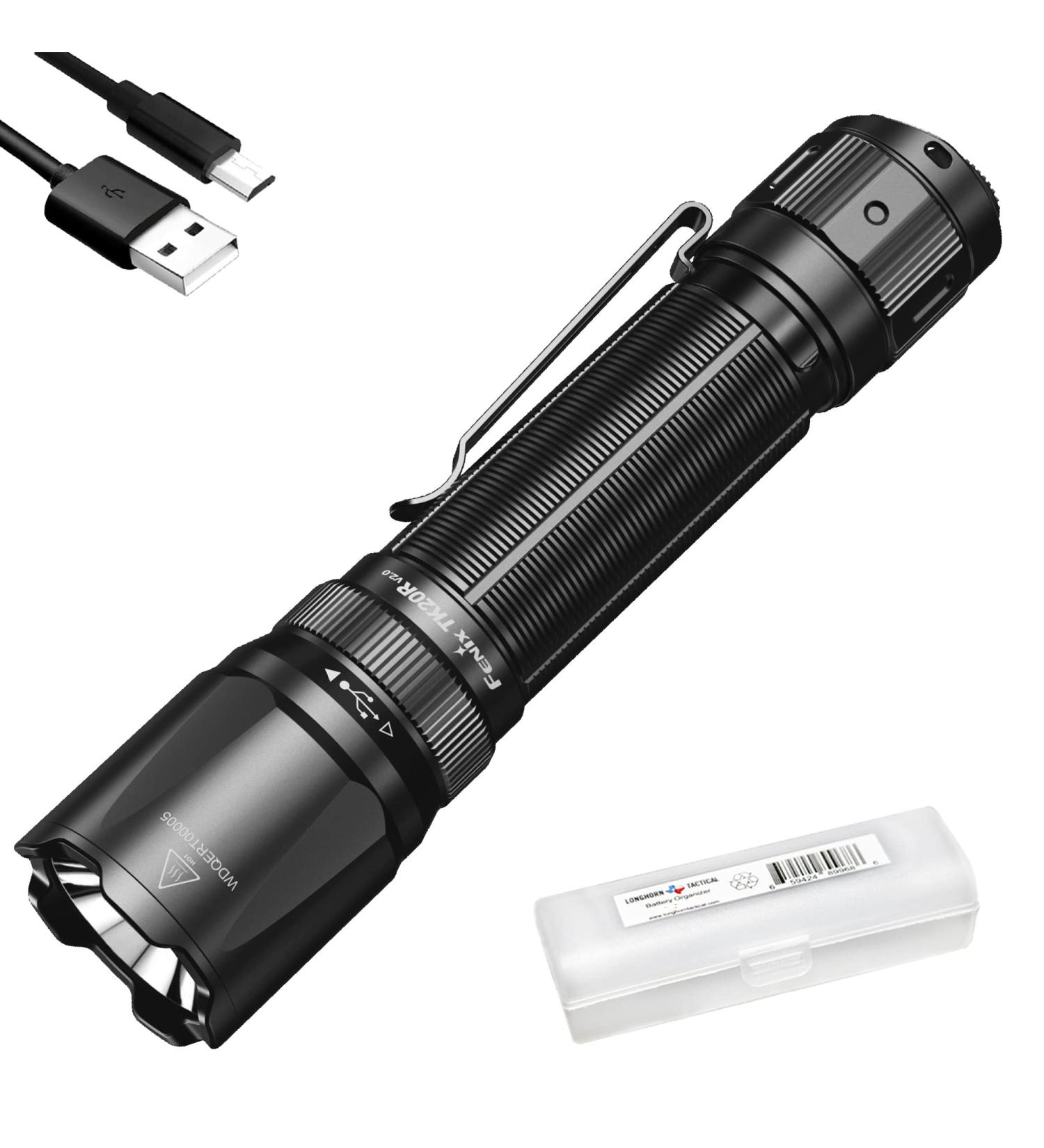 Fenix TK20R v2.0 Rechargeable Tactical Flashlight | 3000 Lumen USB-C Tac Light with Long Throw | LumenTac Organizer - Buy Online on SooperMarket.com