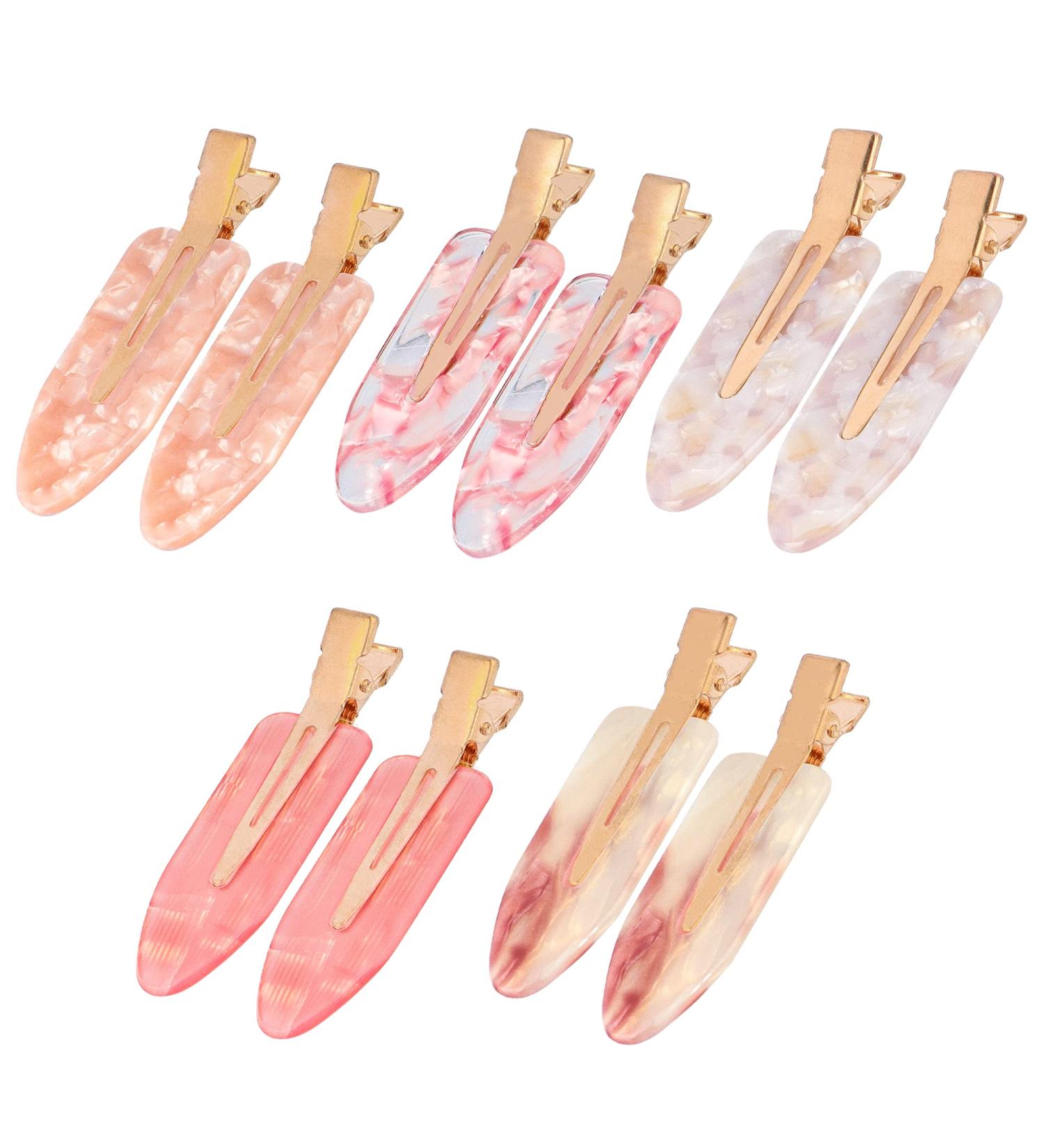 Magicsky 10PCS No Bend Hair Clips for Styling - Pink Opal Acrylic Resin Flat Clips - No Crease Curl Small Pins - Bang Seamless Barrette Tool for Makeup-Hairstyle - Women Girls Accessories - Buy Online on SooperMarket.com