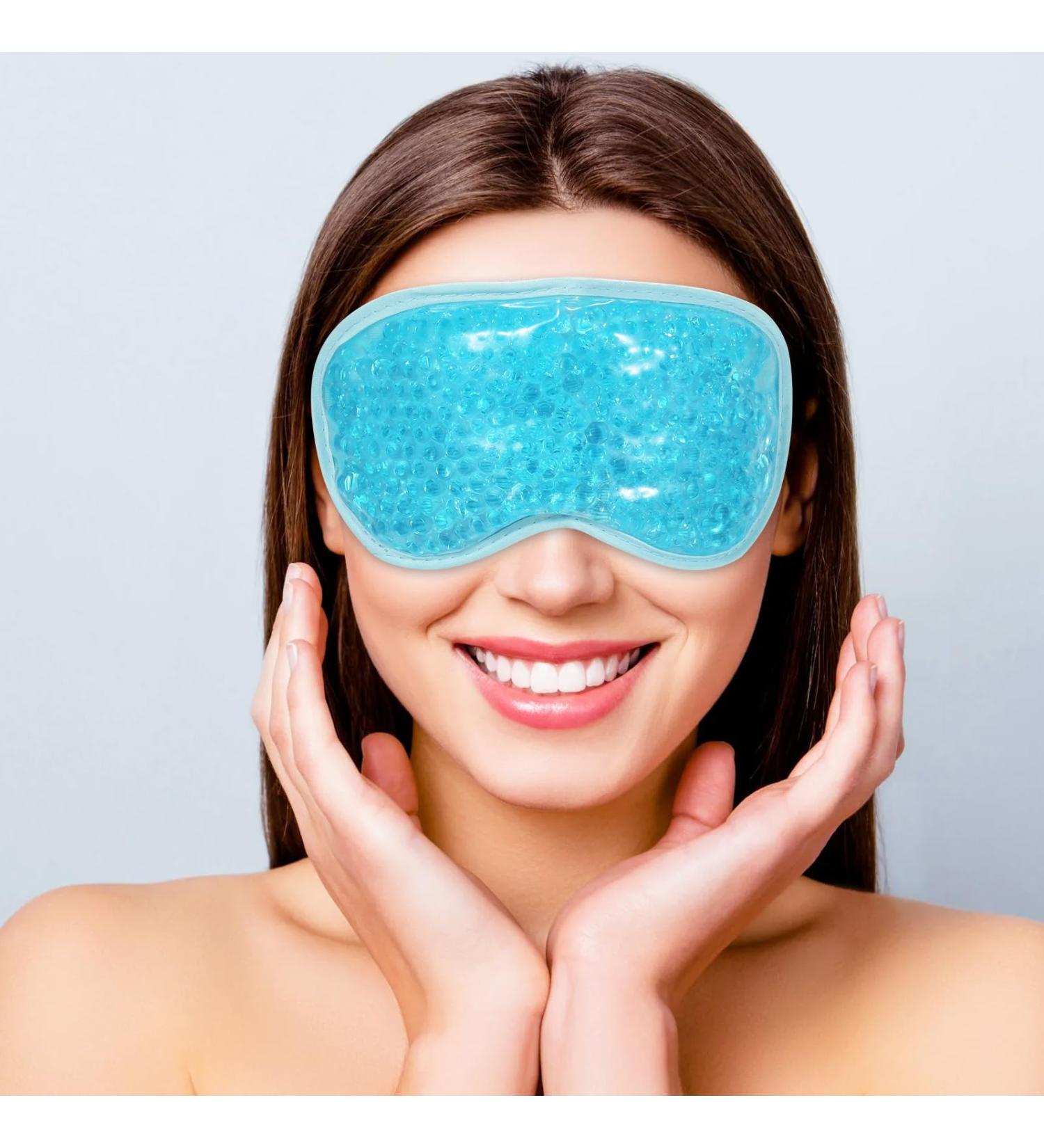 MIVORA Cooling Gel Mask for Puffy Eyes - Hot Cold Therapy for Migraine, Dark Circles, Sinus Pain - Reusable, Light Blue - Buy Online on SooperMarket.com