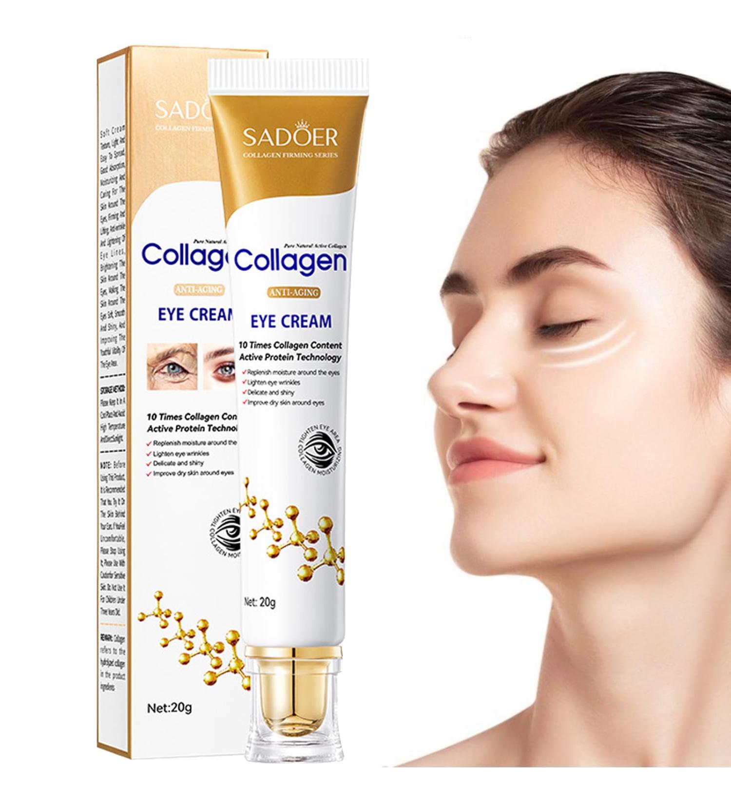 Collagen Eye Cream for Dark Circles and Puffy Eyes Instant Tightener Brighten Anti Aging Under Eye Repair Cream Hydrating Brightening Moisturiser Eye Bags Remover Wrinkle Filler Eye Serum(20g) - Buy Online on SooperMarket.com