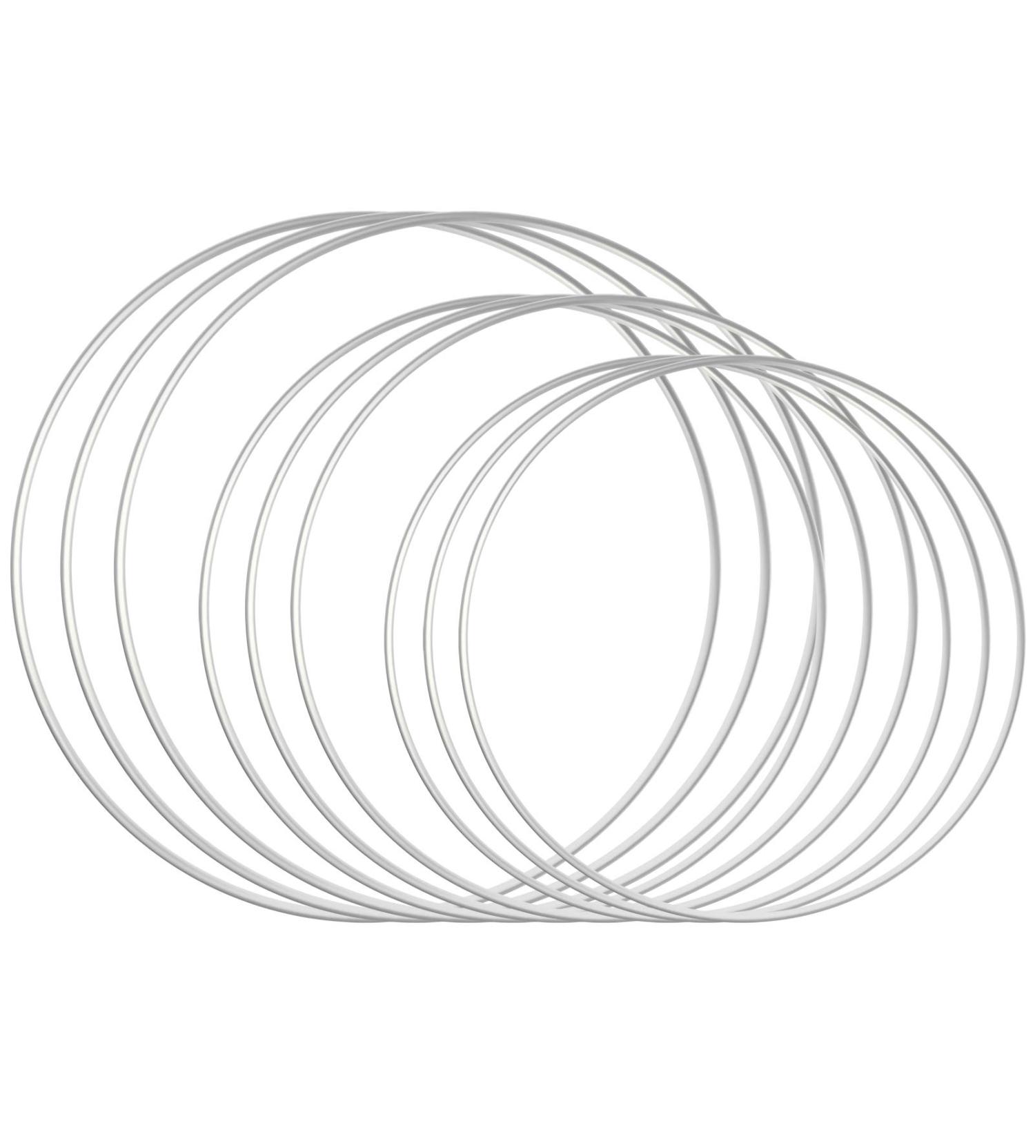 Sntieecr 9 PCS Metal Floral Hoop Wreath Macrame Rings for DIY Wedding Decorations - 6/8/10 Inch Silver Hoop Set - Buy Online on SooperMarket.com