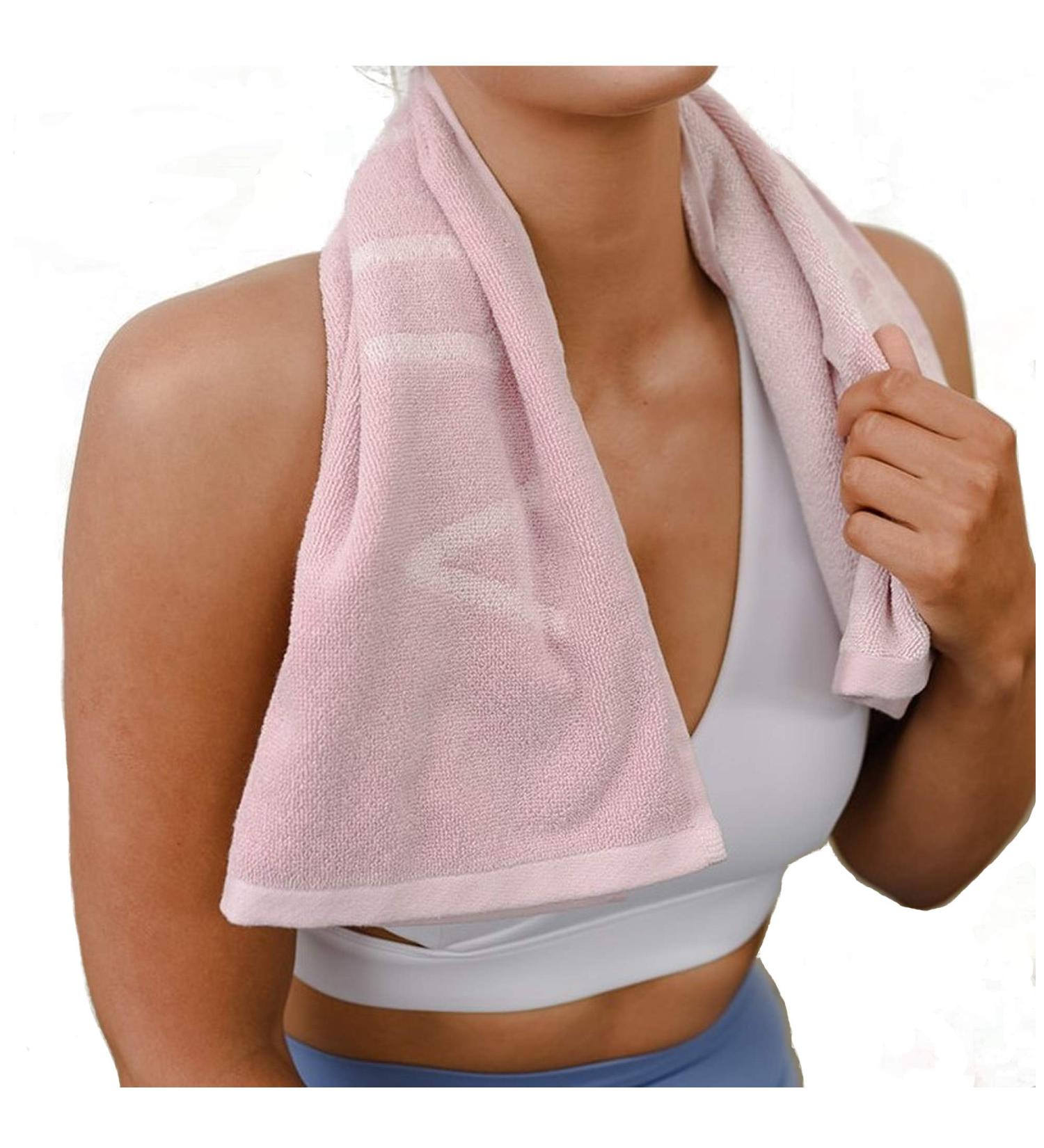 Organic Cotton Luxury Gym Towel for Women - Soft & Absorbent Workout Towel - Silver Infused Sports Towel - 31.5 X 15.75 inch - Pink - Buy Online on SooperMarket.com