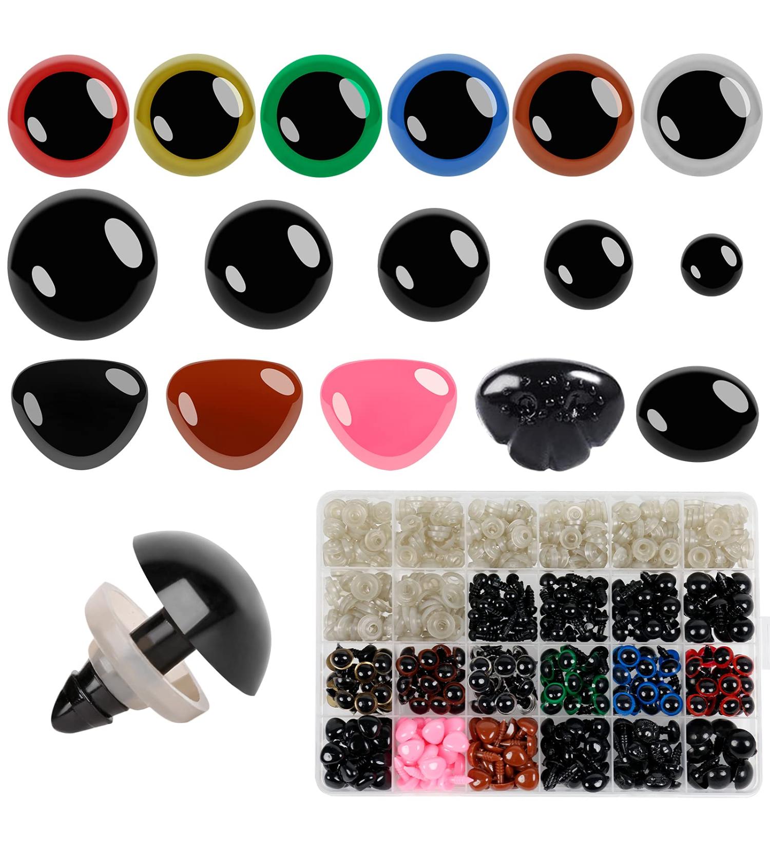600pcs Colored Safety Eyes & Noses for Amigurumi | Plastic, 6mm-14mm, Assorted Colors - Buy Online on SooperMarket.com
